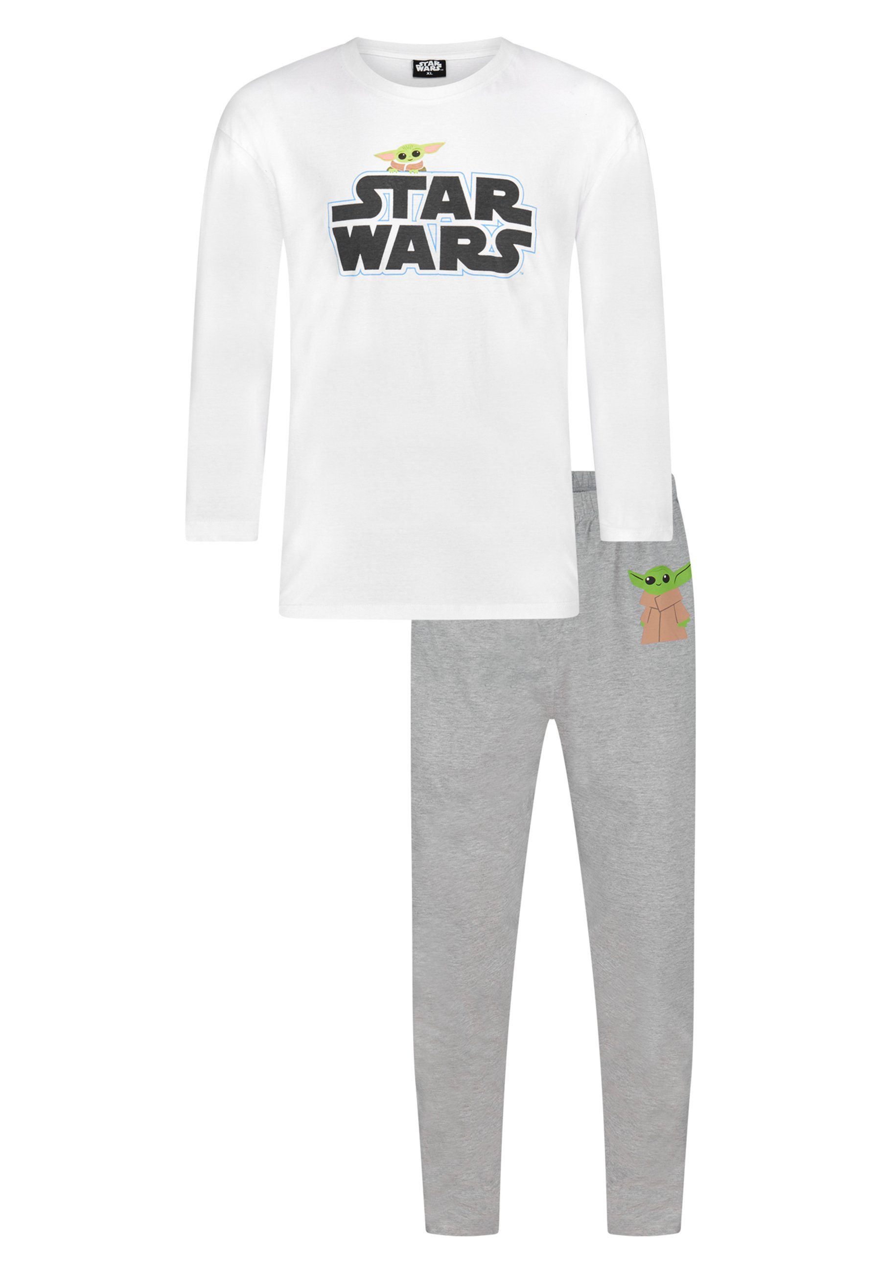 Star Wars Schlafanzug Star Wars Yoda Herren Schlafanzug Lang Pyjama-Set (2 tlg)