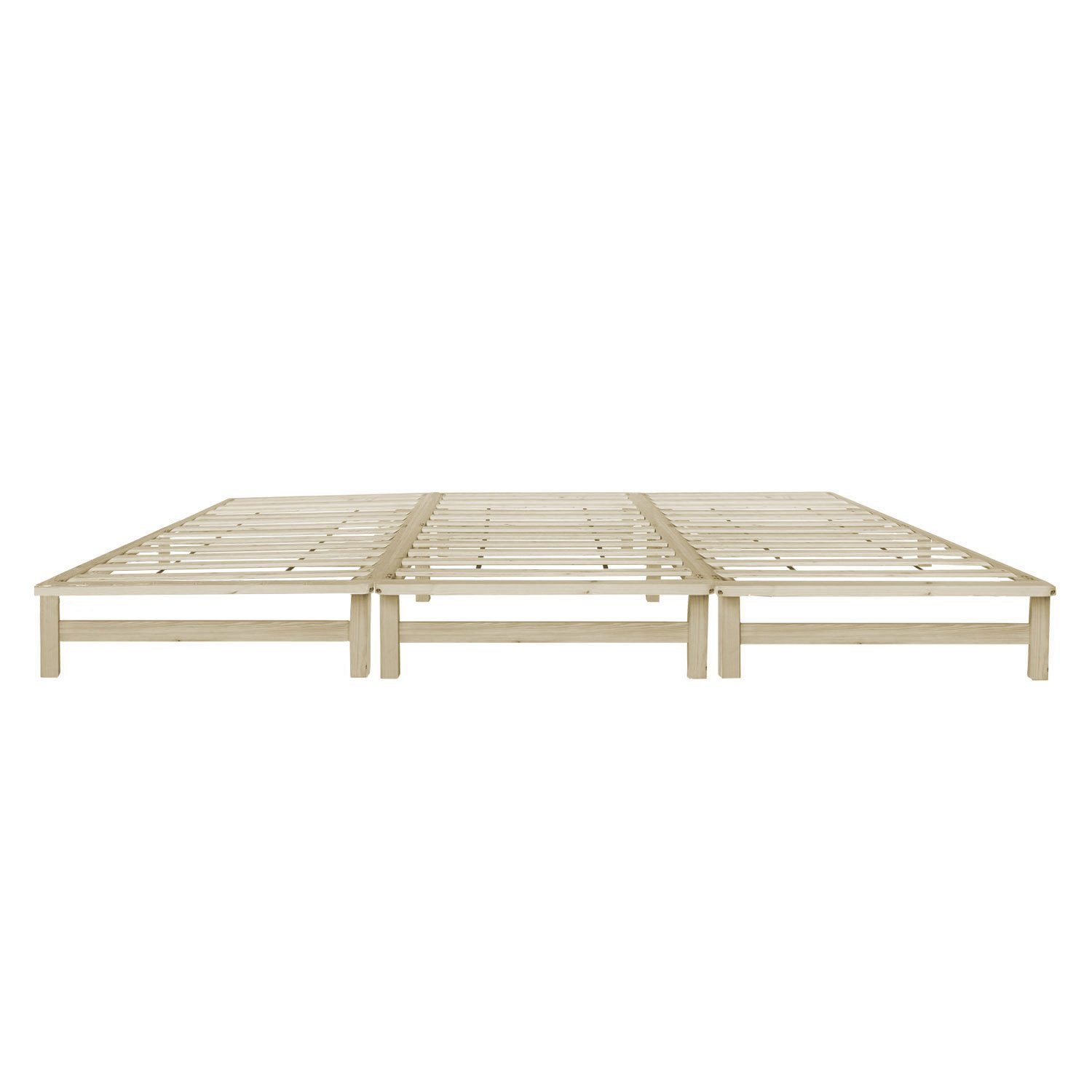 Homestyle4u Bett 270x200 Familienbett XXL Weiß Grau Natur Bettgestell extra groß (Set, mit Lattenrost), 3 einzelne Palettenbetten von jeweils 90x200 cm