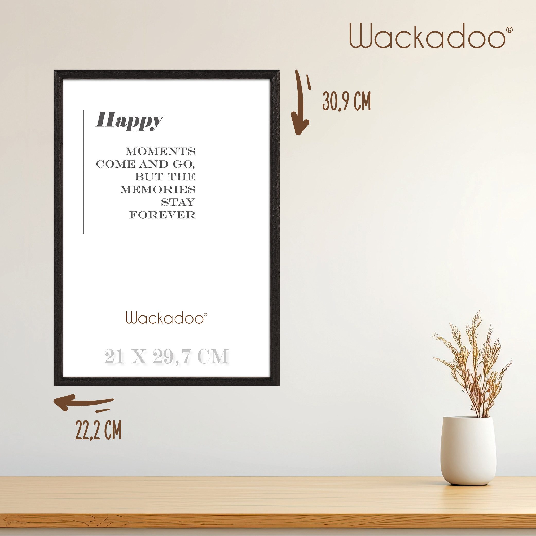 Wackadoo Living Bilderrahmen-Set HAPPY mit Glasscheibe günstig online kaufen
