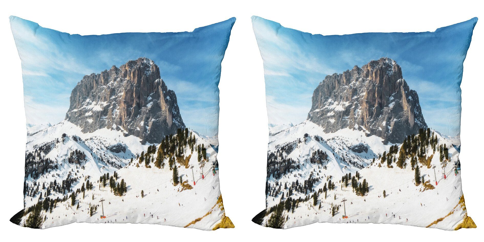 Kissenbezüge Modern Accent Doppelseitiger Digitaldruck, Abakuhaus (2 Stück), Natur Mittelmeer-Schneegipfel