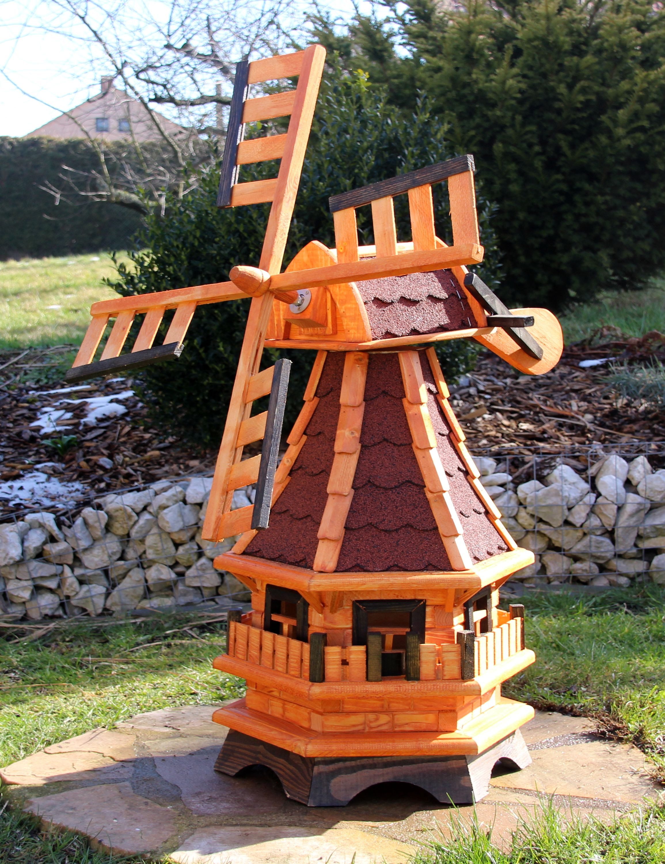 Holzdekoladen Deko-Windrad Windmühle mit Solar Typ 17
