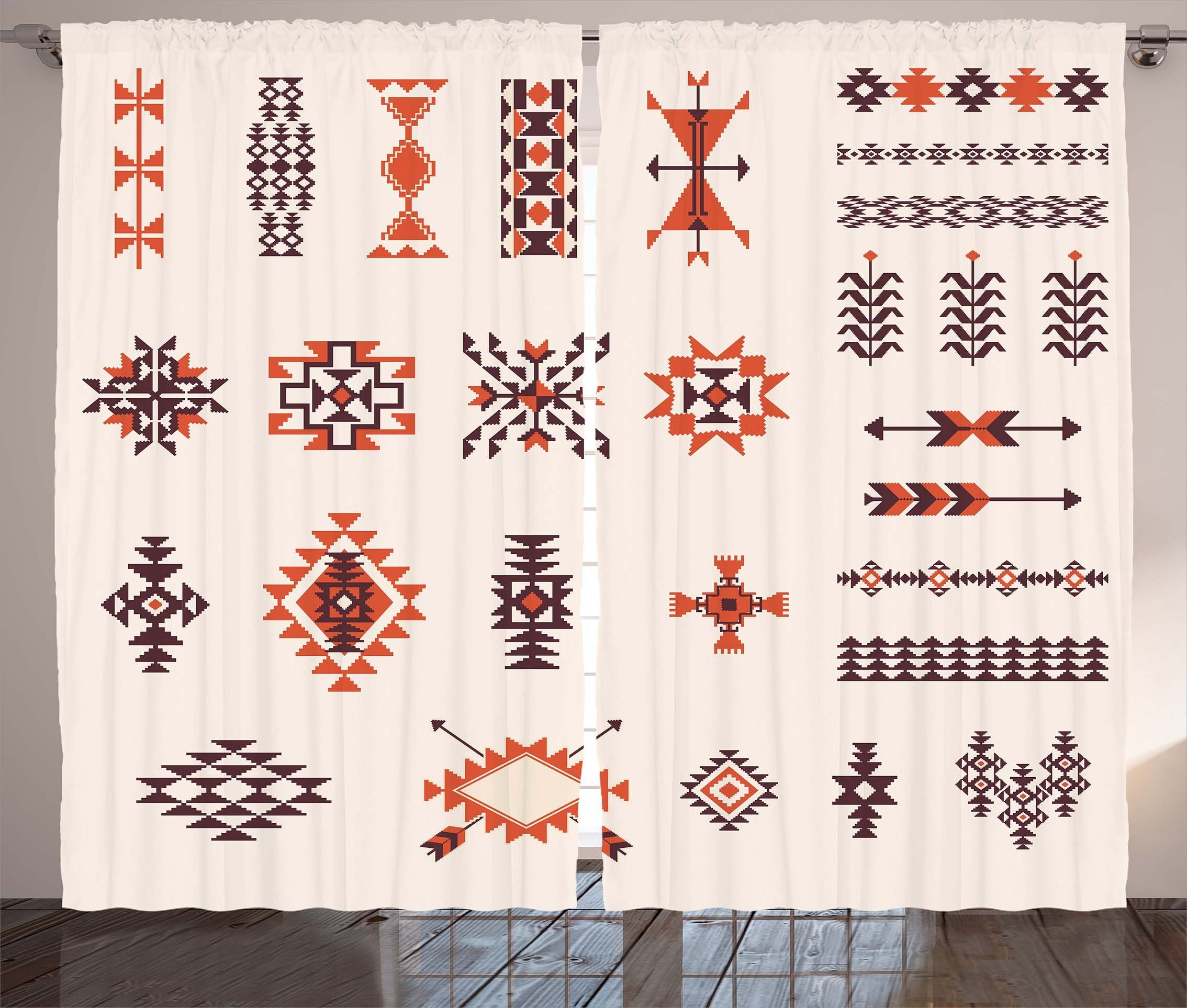 Gardine Schlafzimmer Kräuselband Vorhang mit Muster Haken, Einheimische Aztec Schlaufen und Abakuhaus