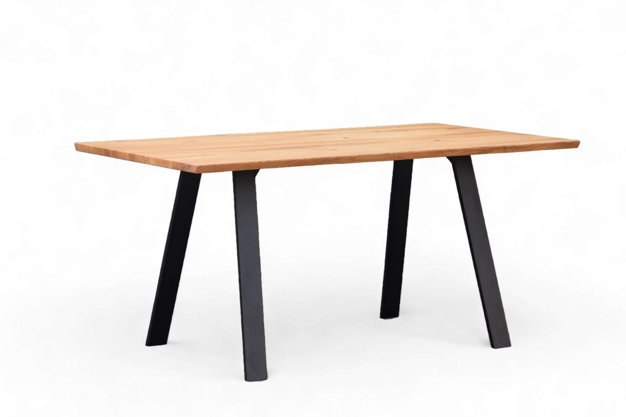 Home affaire Esstisch Reidigen Küchentisch, A-Form Metallgestell, Wildeiche massiv geölt, Baum Kante oder Schweizer Kante, erhältlich in 3 Größen und 2 Farben