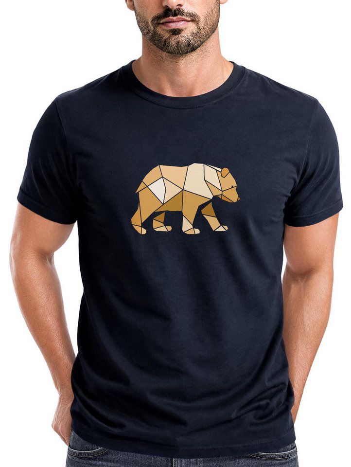 Neverless Print-Shirt Herren T-Shirt Bär Aufdruck Grafik Outdoor Polygon Motive Printshirt mit Print
