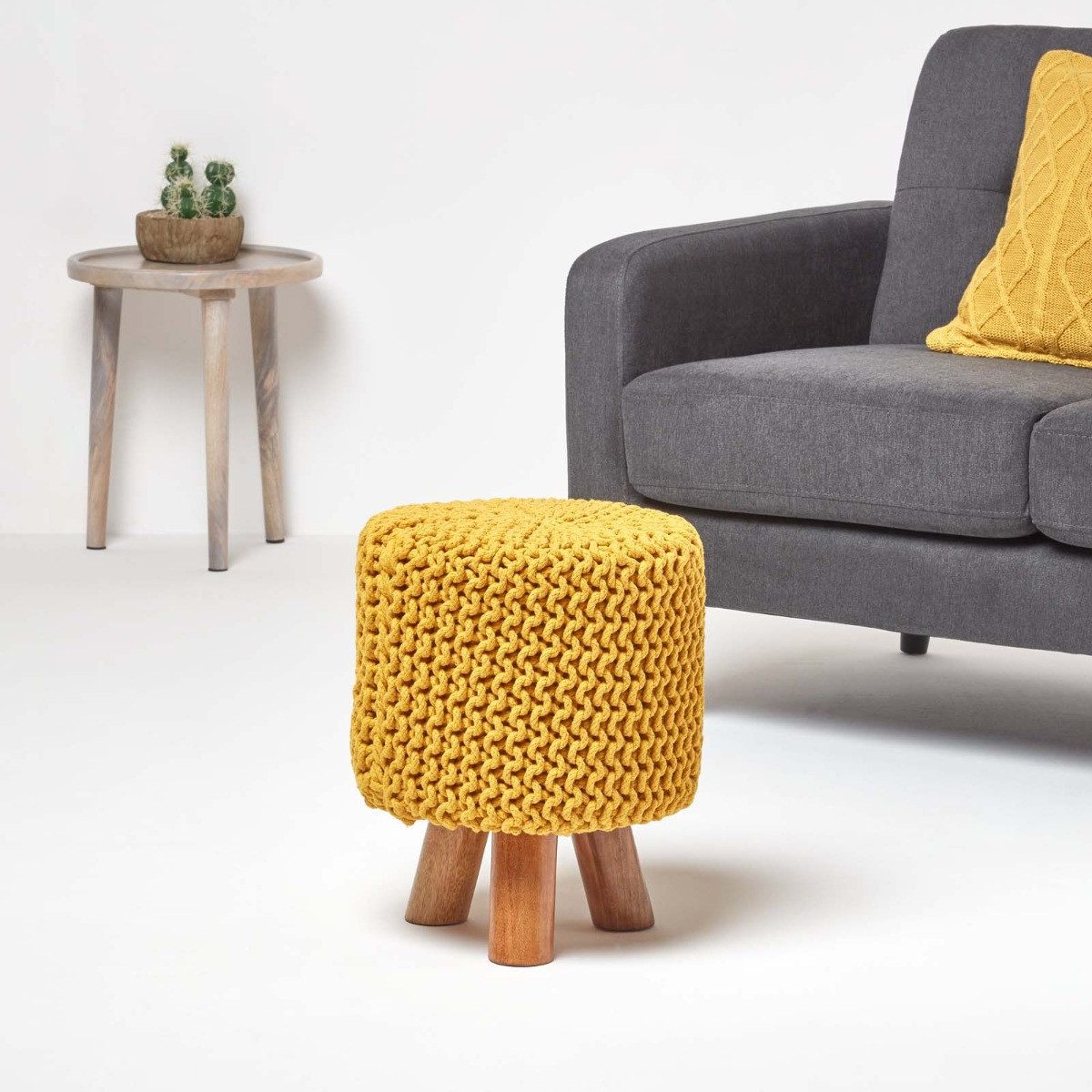 Homescapes Fußhocker Gestrickter Fußhocker, 42 cm günstig online kaufen