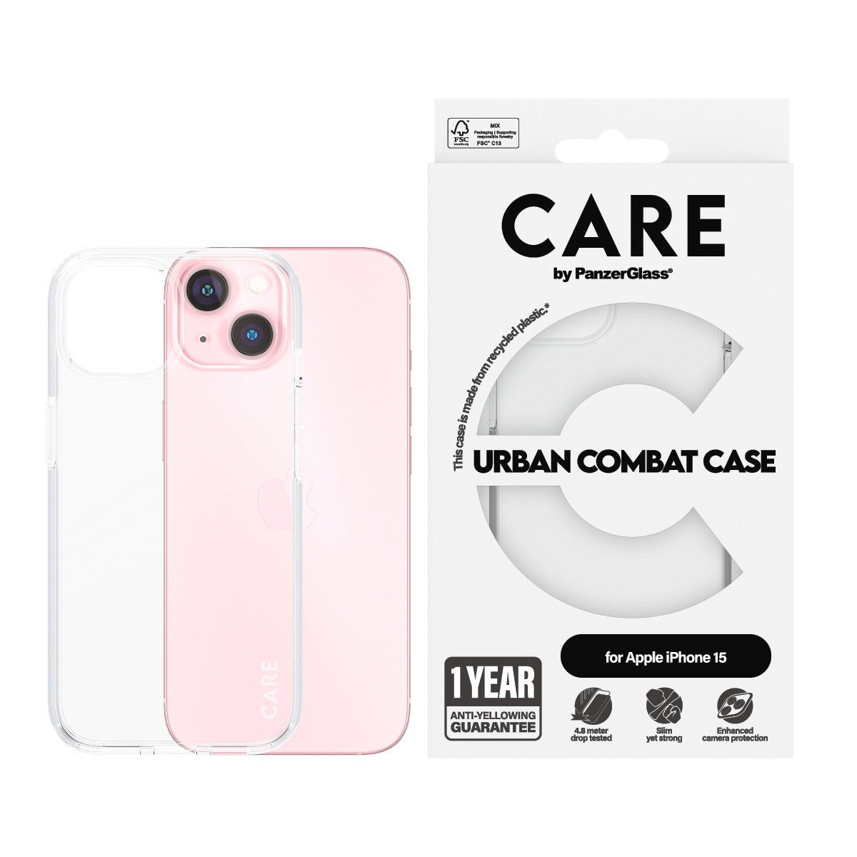 CARE by PanzerGlass Handyhülle Urban Combat Case für Apple iPhone 15, Backcover, Schutzhülle, Handyschutzhülle, Case, Schutzcase, stoßfest