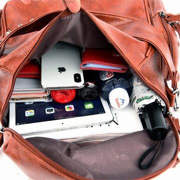 Rouemi Freizeitrucksack Neue multifunktionale Reise-Rucksack mit Nieten Damen Umhängetasche