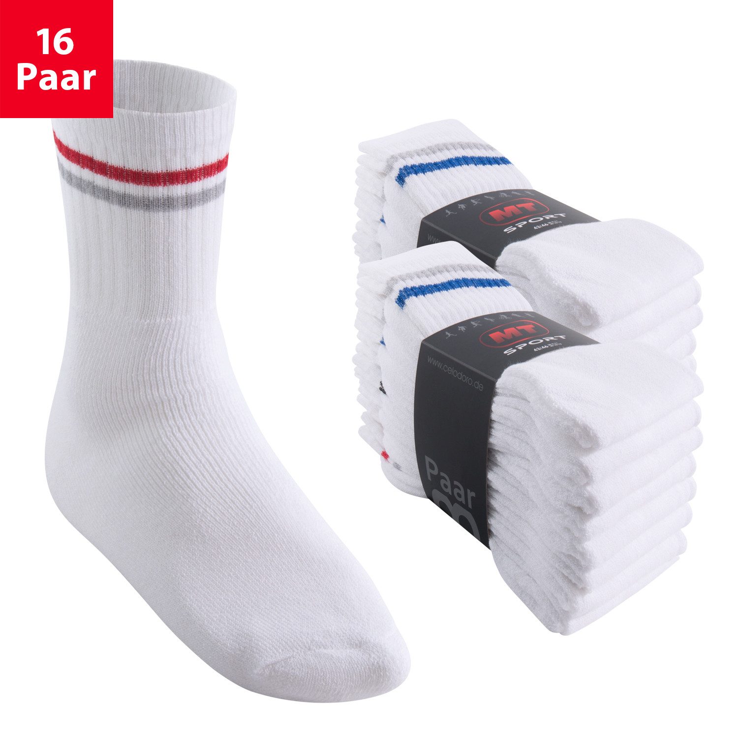 MT Tennissocken 8 Paar, 16 Paar Tennissocken für Damen & Herren (16-Paar)
