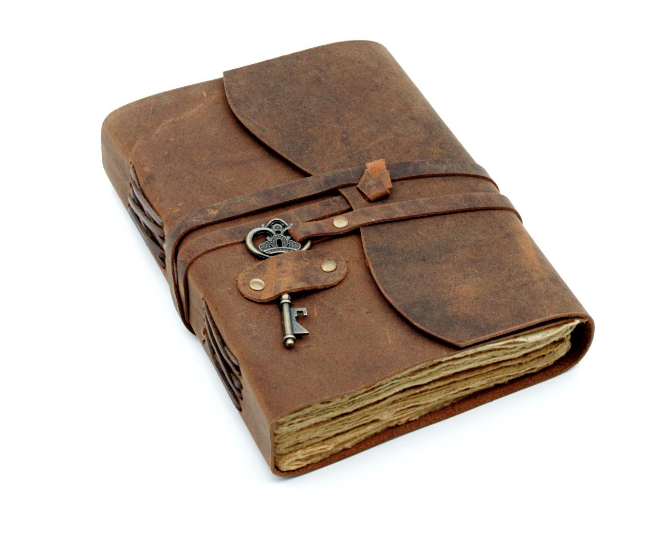 Brillibrum Tagebuch Leder Tagebuch handgefertigt Vintage Notizbuch mit Antik Papier
