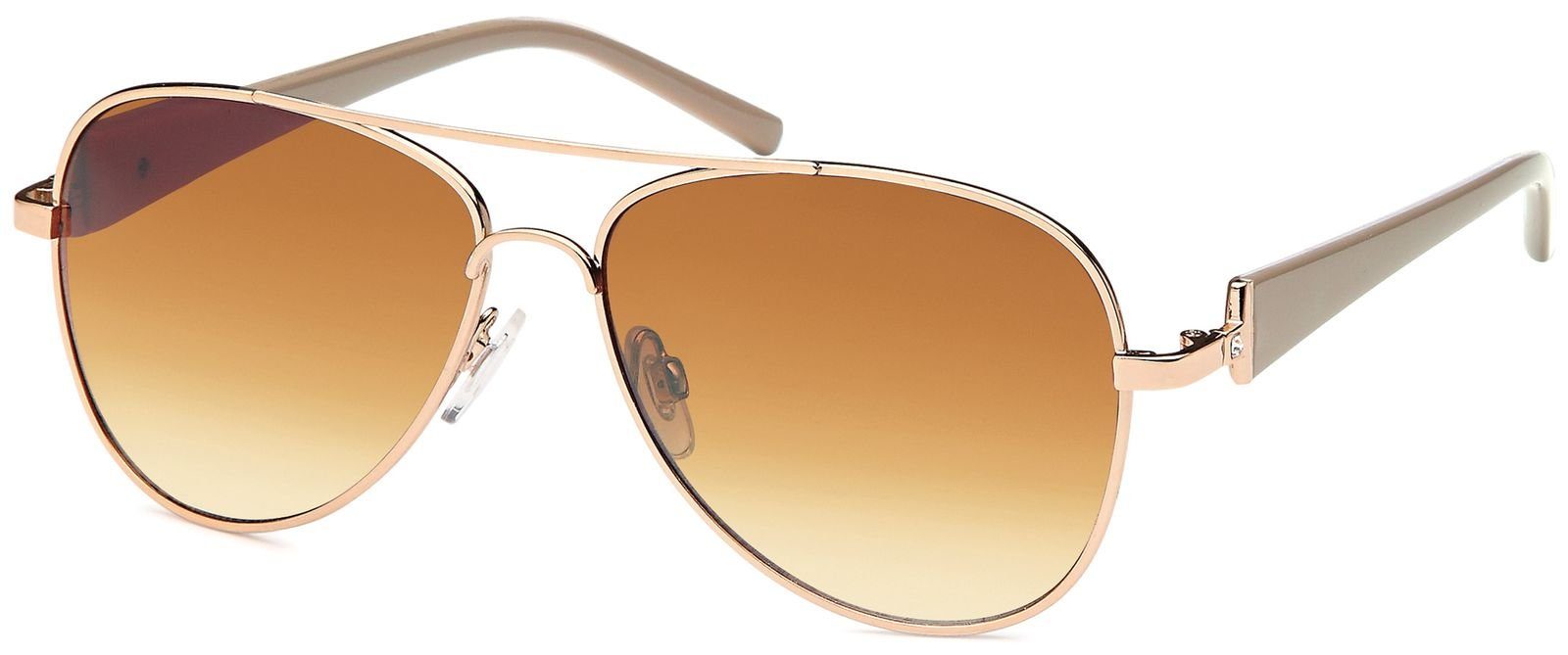 styleBREAKER Sonnenbrille (1-St) Getönt Gestell Gold-Braun / Glas Braun verlaufend