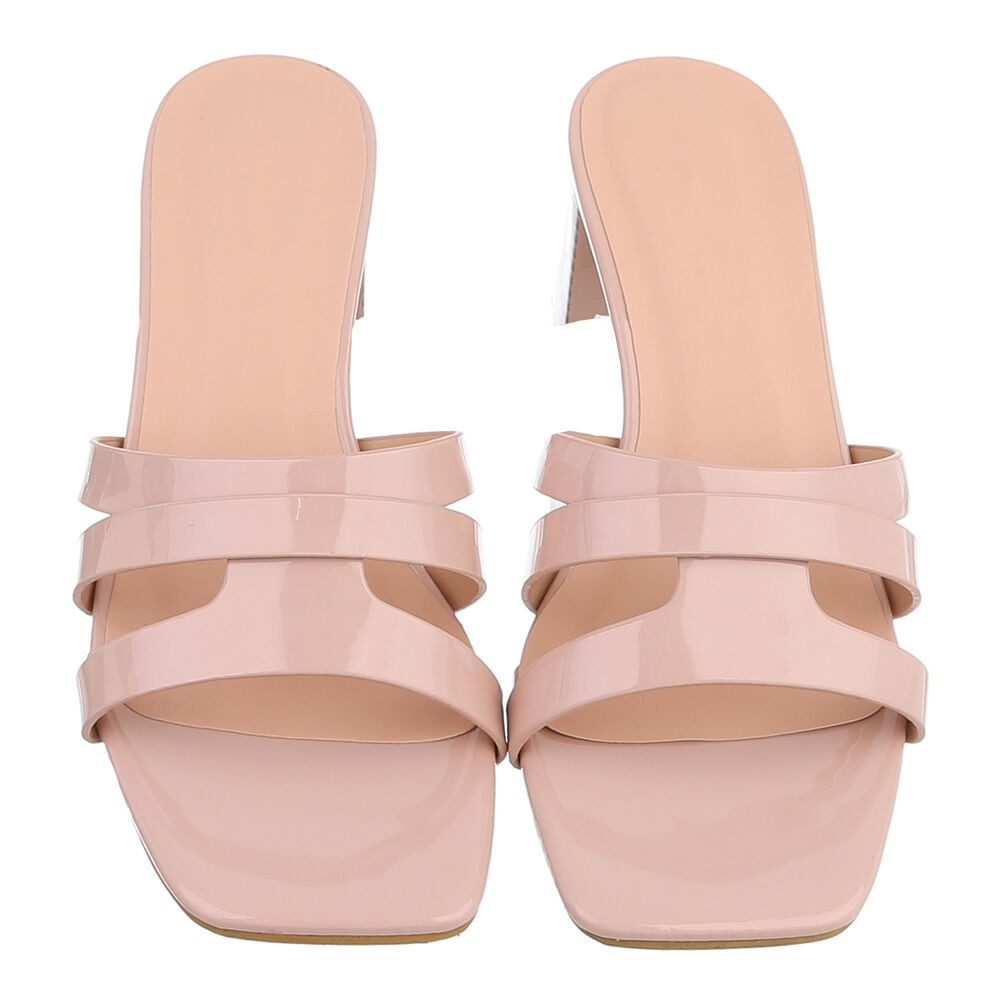 Ital-Design Damen Sandalette mit Blockabsatz und Riemen Pantolette (91971142) Blockabsatz Sandalen & Sandaletten in Altrosa – Bild 4 von 5