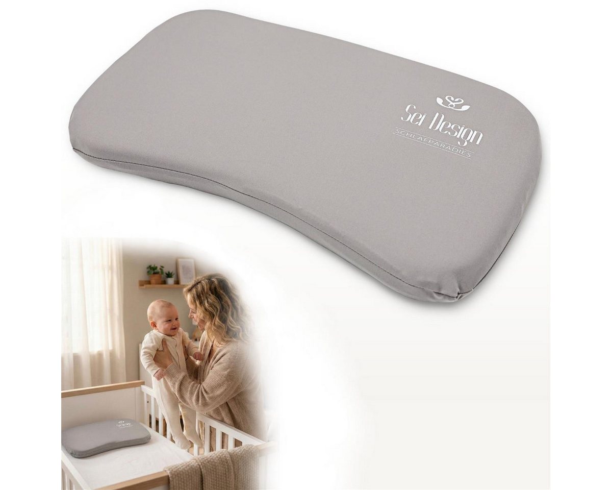 SEI Design Babykissen Baby Memory-Foam Kopfkissen – 44x25x3 cm – mit Kopfmulde, kühlender, mit Kopfmulde, flache Form, atmungsaktiv