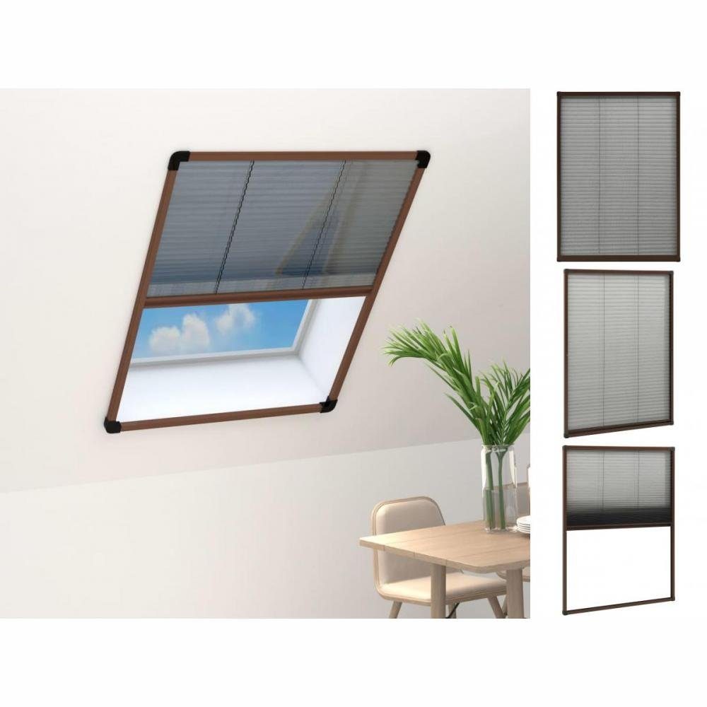 vidaXL Insektenschutz-Fensterrahmen Insektenschutz-Plissee für Fenster Aluminium Braun 80x120 cm Fliegengi
