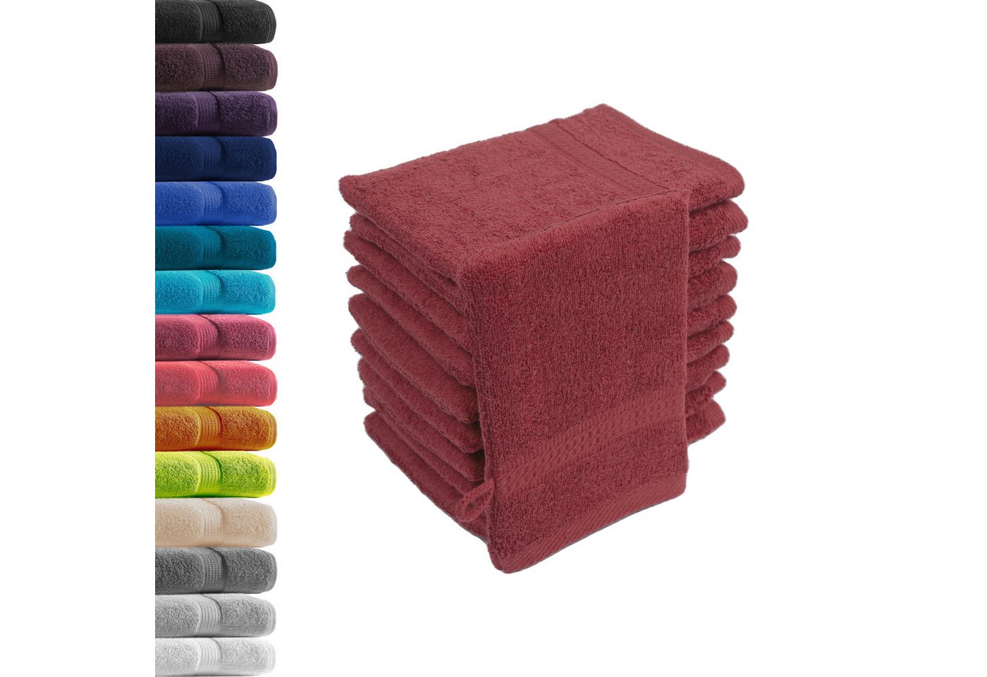 Hometex Premium Textiles Waschhandschuh in Premium Qualität 500 g/m², Feinster Frottier-Stoff 100% Baumwolle, (10er Set), weich, saugfähig, extra schwer & flauschig - TEST BILD TOP MARKE 2025