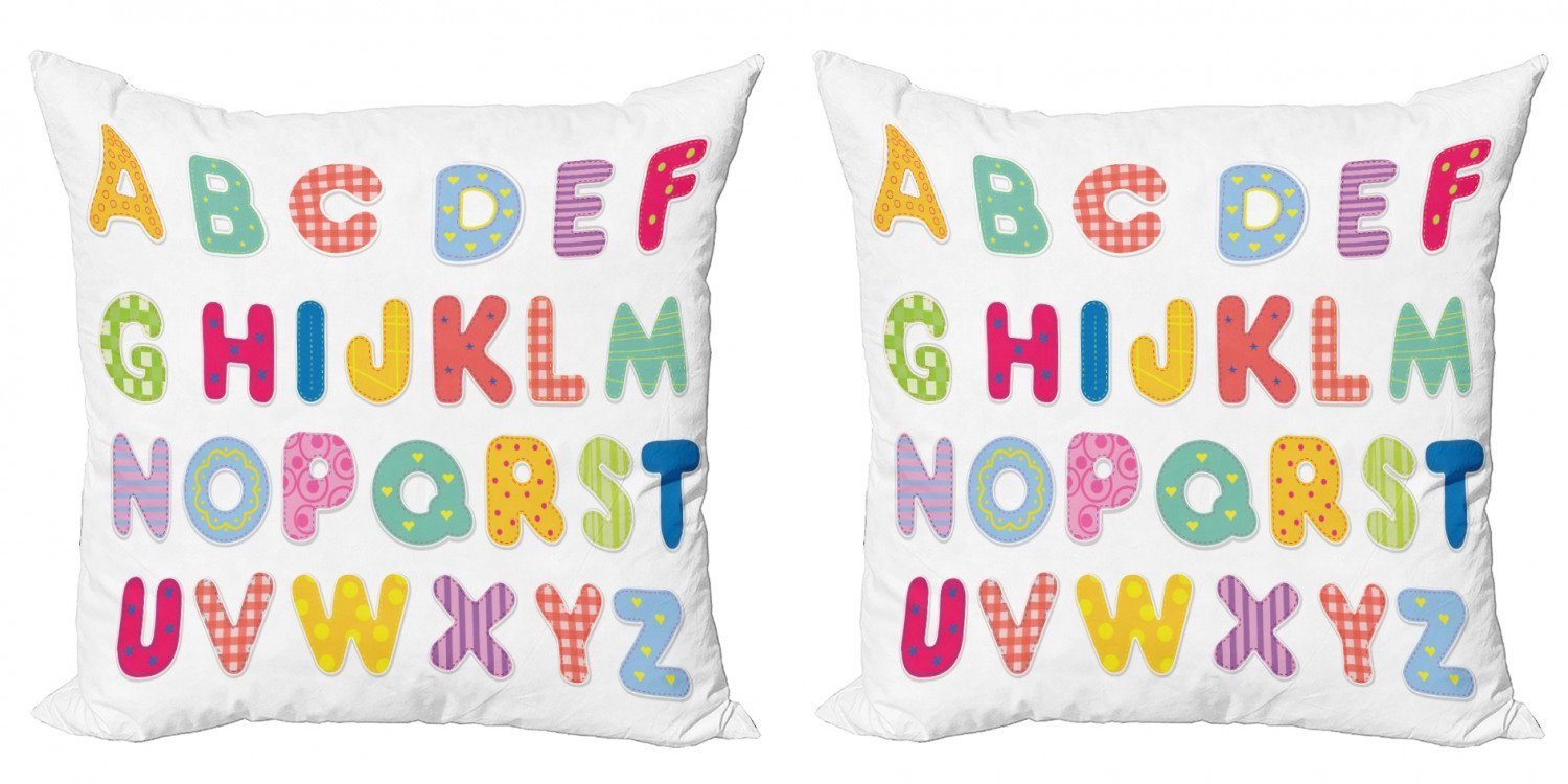 Kissenbezüge Modern Accent Doppelseitiger Digitaldruck, Abakuhaus (2 Stück), Alphabet Bunte gedruckte Buchstaben