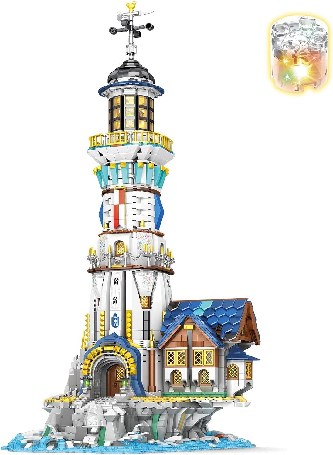 Reobrix Reobrix 66028 Leuchtturm - European Century - LED-Beleuchtung Konstruktionsspielsteine, (3228 St)