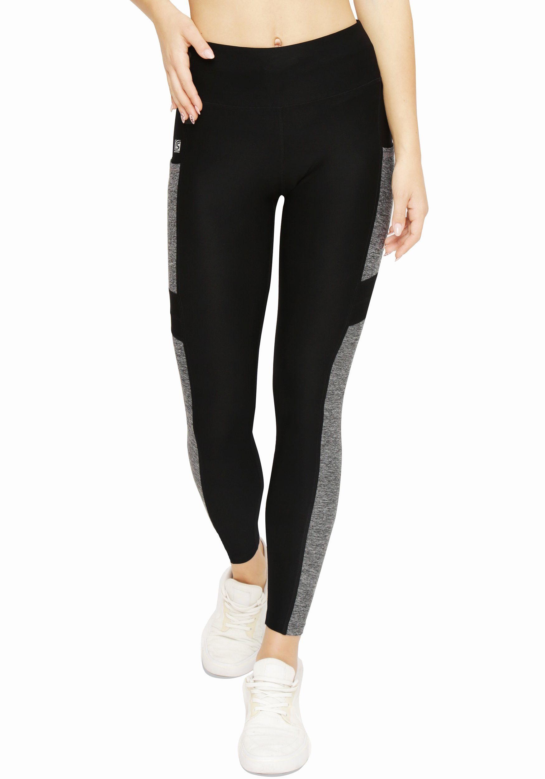 Highwaist Leggings Damen sport leggings lang, mit Handytasche und hohem Bund, highwaist mesh tight leggings sportleggings funktionsleggings, quick dry frauen leggin leggins damen sport blickdicht, hoher bund, quick dry, atmungsaktiv, waschbar, 4 wege stretch