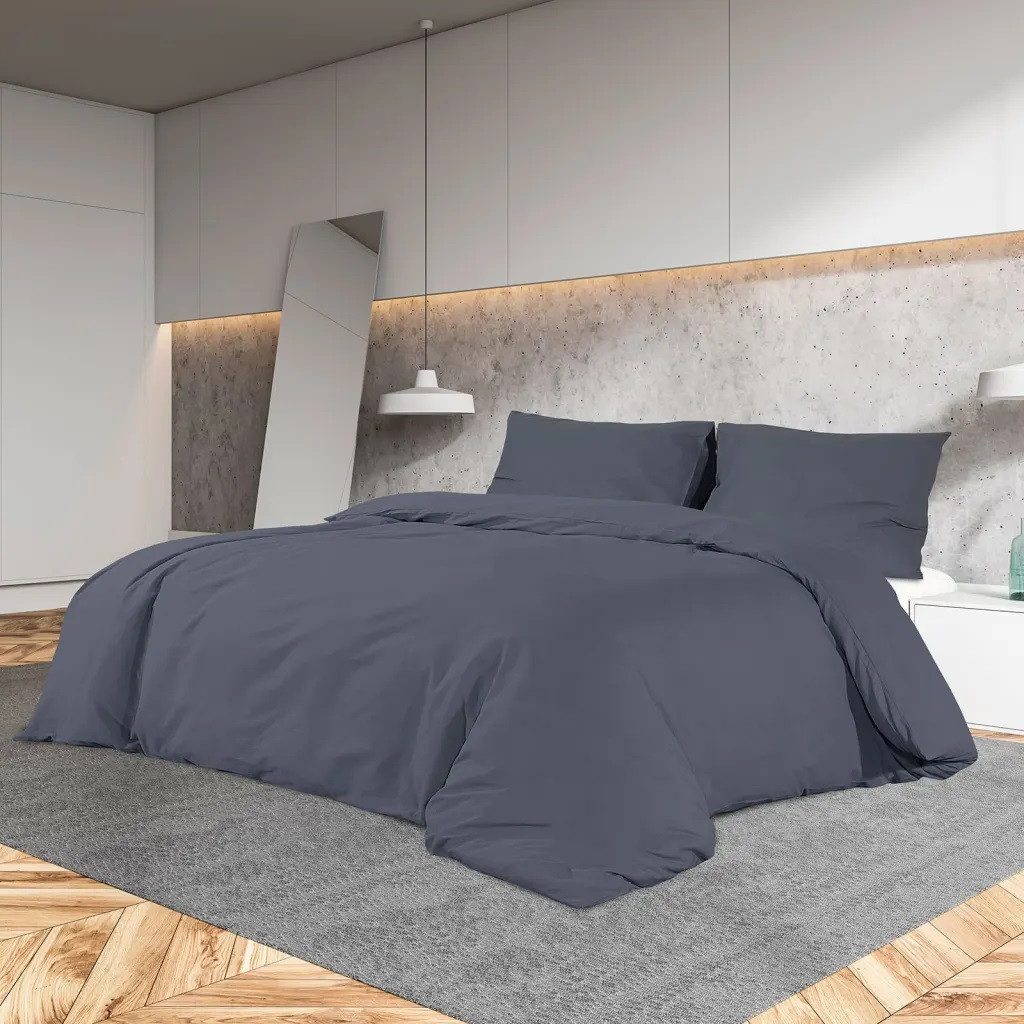 vidaXL Bettbezug Bettwäsche-Set Anthrazit 140x200 cm Leichte Mikrofaser