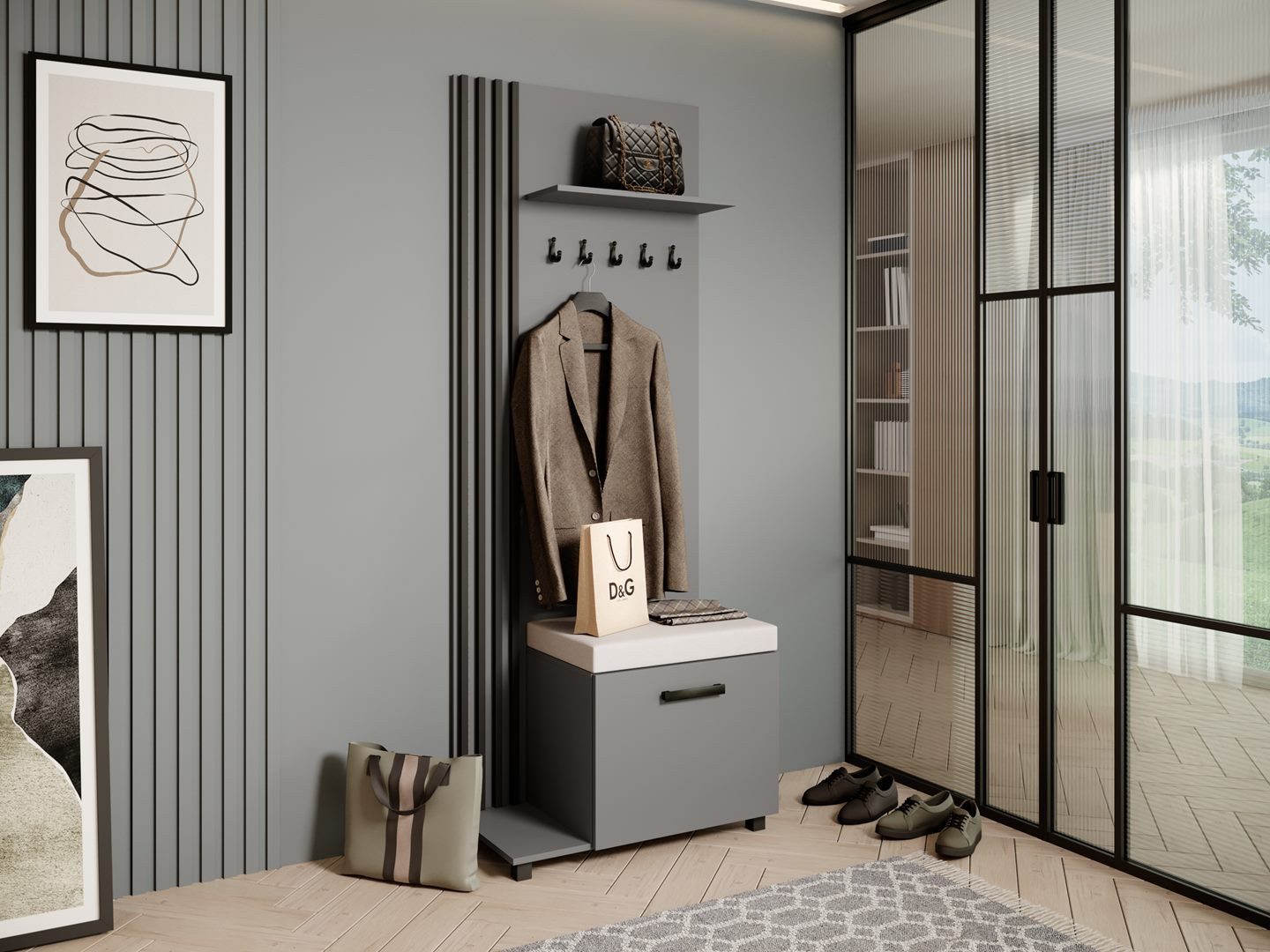 Beautysofa Garderobenschrank Garderobenschrank mit Aufhängern LIVIA günstig online kaufen