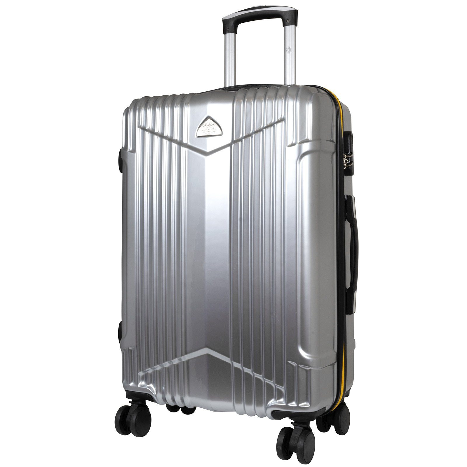 Trendyshop365 Hartschalen-Trolley Koffer mittelgroß 4 Daytona, Hartschale 4 Rollen, Zahlenschloss, 68cm Farben, Polycarbonat silber