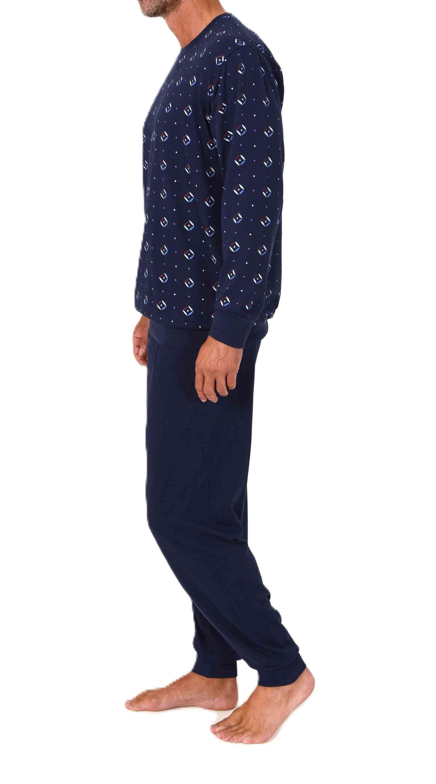 Normann Pyjama Normann Herren Schlafanzug langarm mit Bündchen in zeitloser Optik