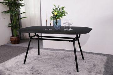 dynamic24 Esstisch, Tisch 150x90 cm Stein Schwarz