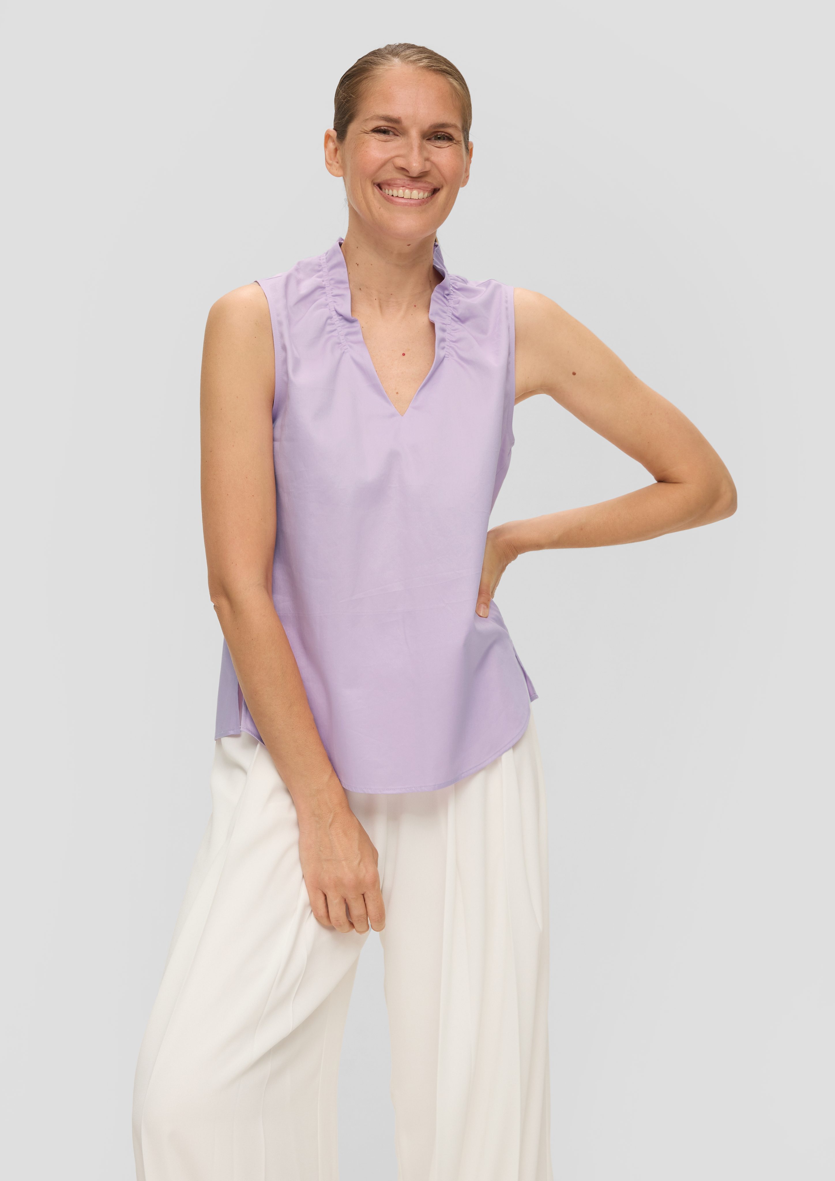 s.Oliver BLACK LABEL Blusentop Ärmellose Popeline-Bluse günstig online kaufen