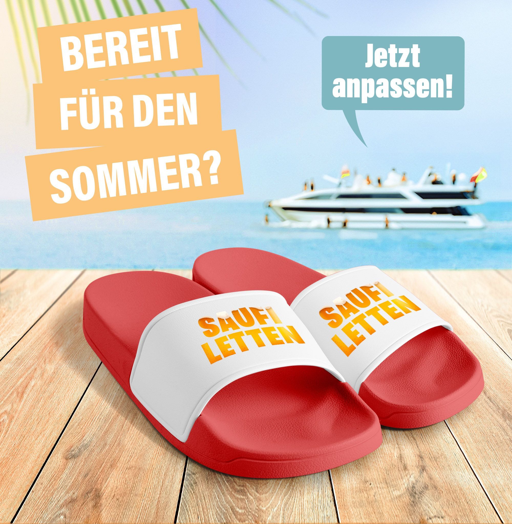 MoonWorks Badeschlappen Spruch Saufi Letten Badelatschen günstig online kaufen