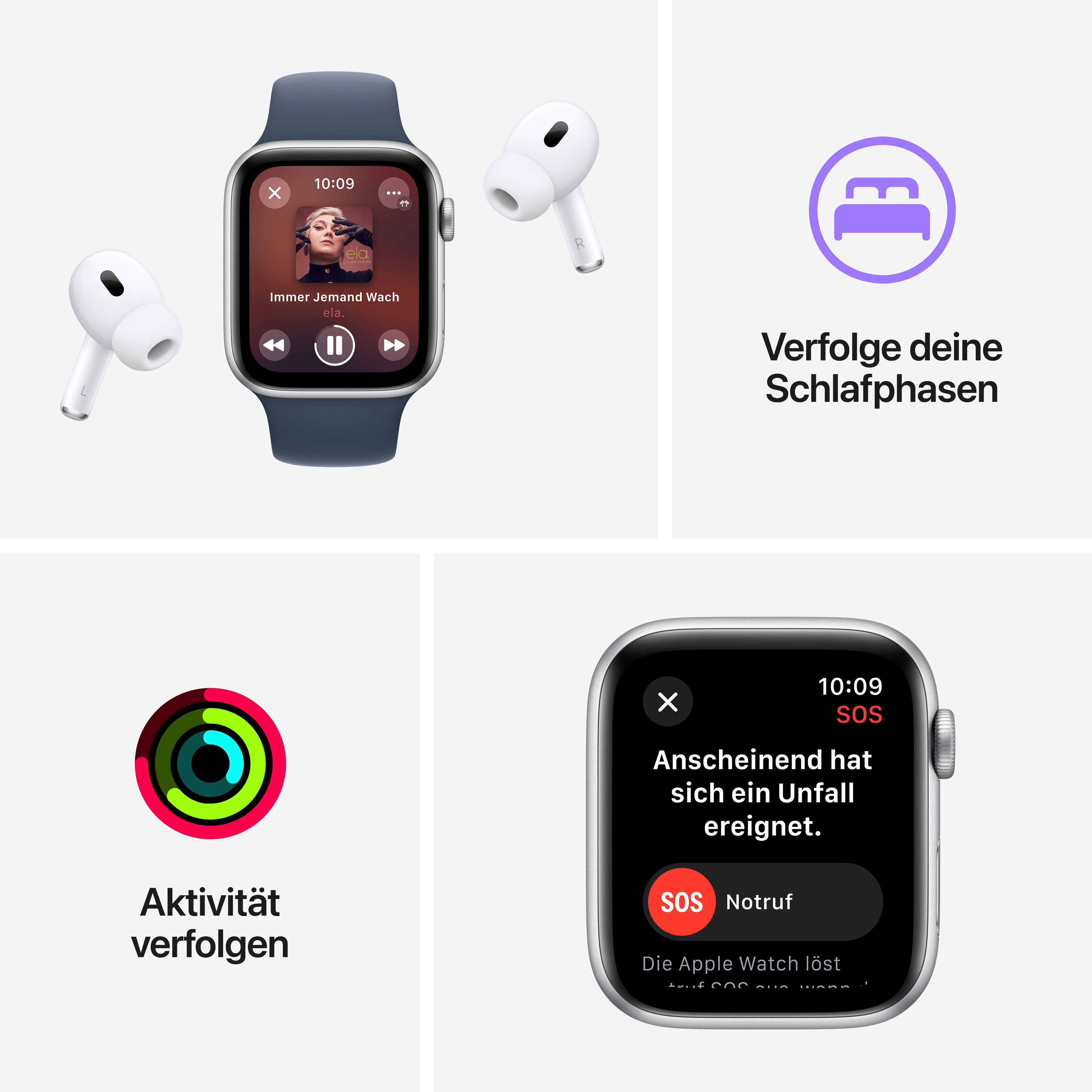 Apple Watch Cellular | OS Sport Blue M/L SE Loop 10), Zoll, Smartwatch (4 40 mm + cm/1,57 blau GPS Watch Silver/Winter Aluminium
