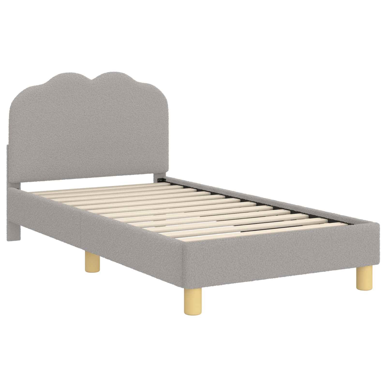vidaXL Bett Kinderbettgestell mit Kopfteil Hellgrau 80x160 cm Bouclé (1-tlg)