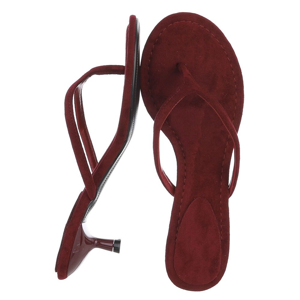 Ital-Design Damen Zehentrenner Sandalette mit Absatz für Sommer Zehentrenner (91849083) Pfennig-/Stilettoabsatz Sandalen & Sandaletten in Weinrot