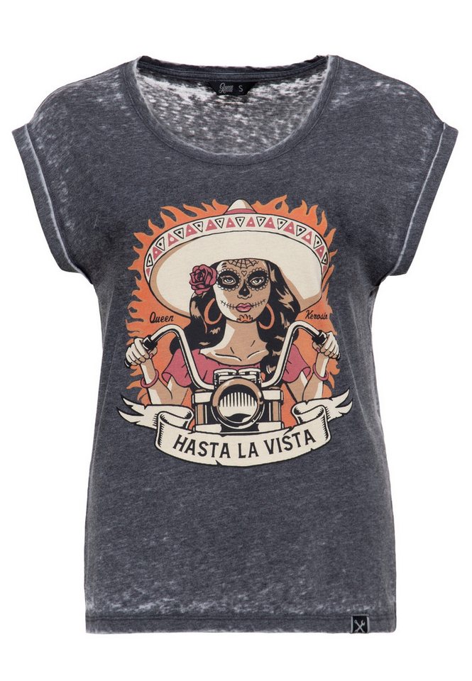 QueenKerosin Print-Shirt Hasta La Vista (1-tlg) mit Roll-Up