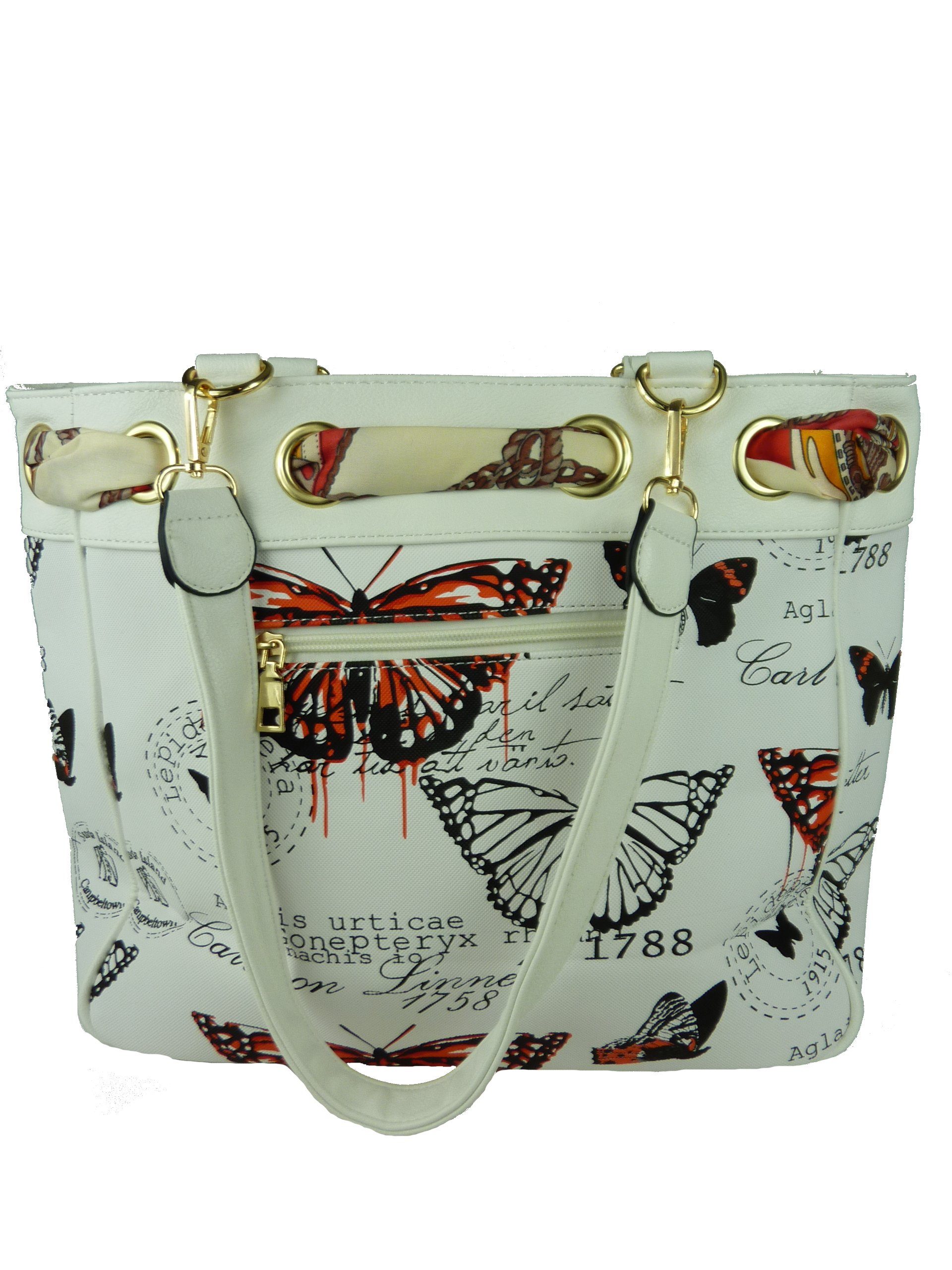 Shoppertasche Shopper Butterfly große Vintage moderne Schultertasche im Stil - 5817, Taschen4life Damen orange casual