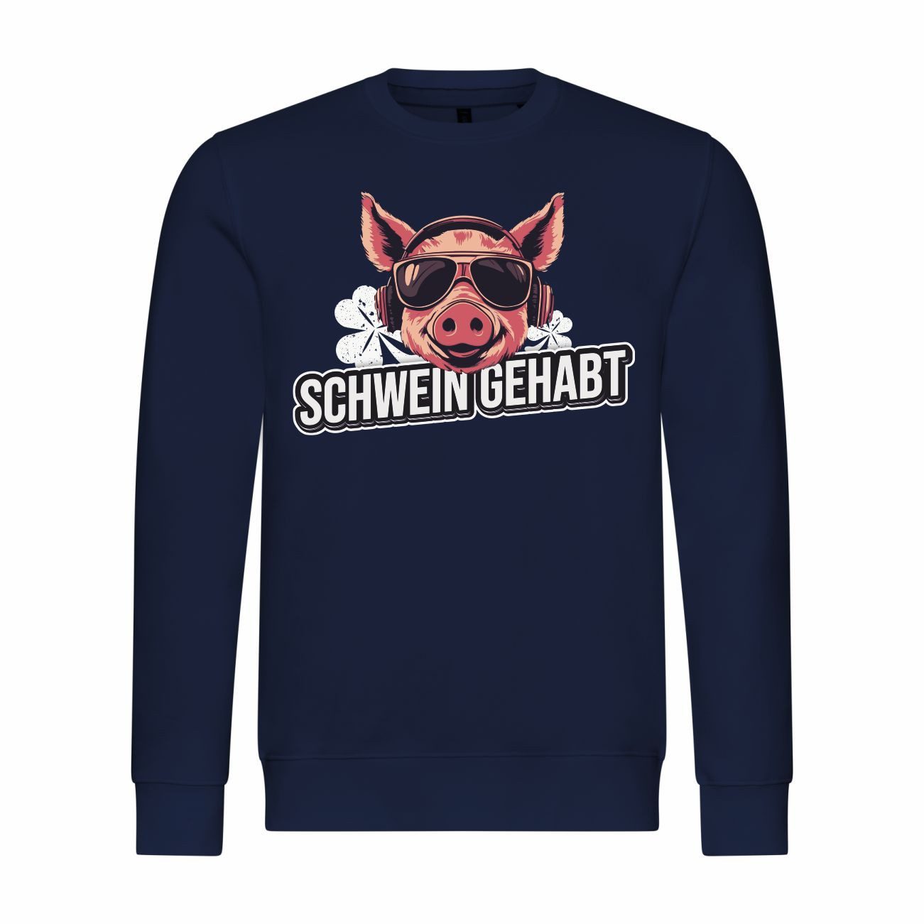 Rundhalspullover Herren Pullover Schwein gehabt