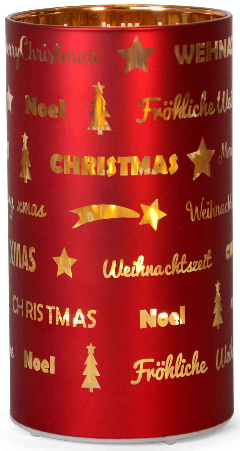 RIFFELMACHER & WEINBERGER LED Windlicht »Fröhliche Weihnachten, Weihnachtsdeko rot«