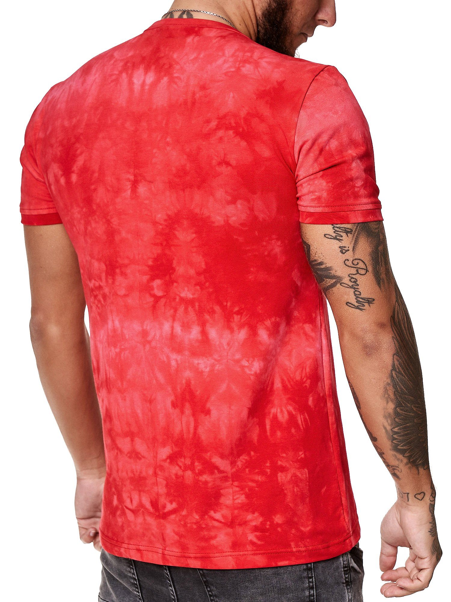 OneRedox T-Shirt 3589C (Shirt Polo Casual Freizeit Kurzarmshirt Rot Tee, Fitness 1-tlg)