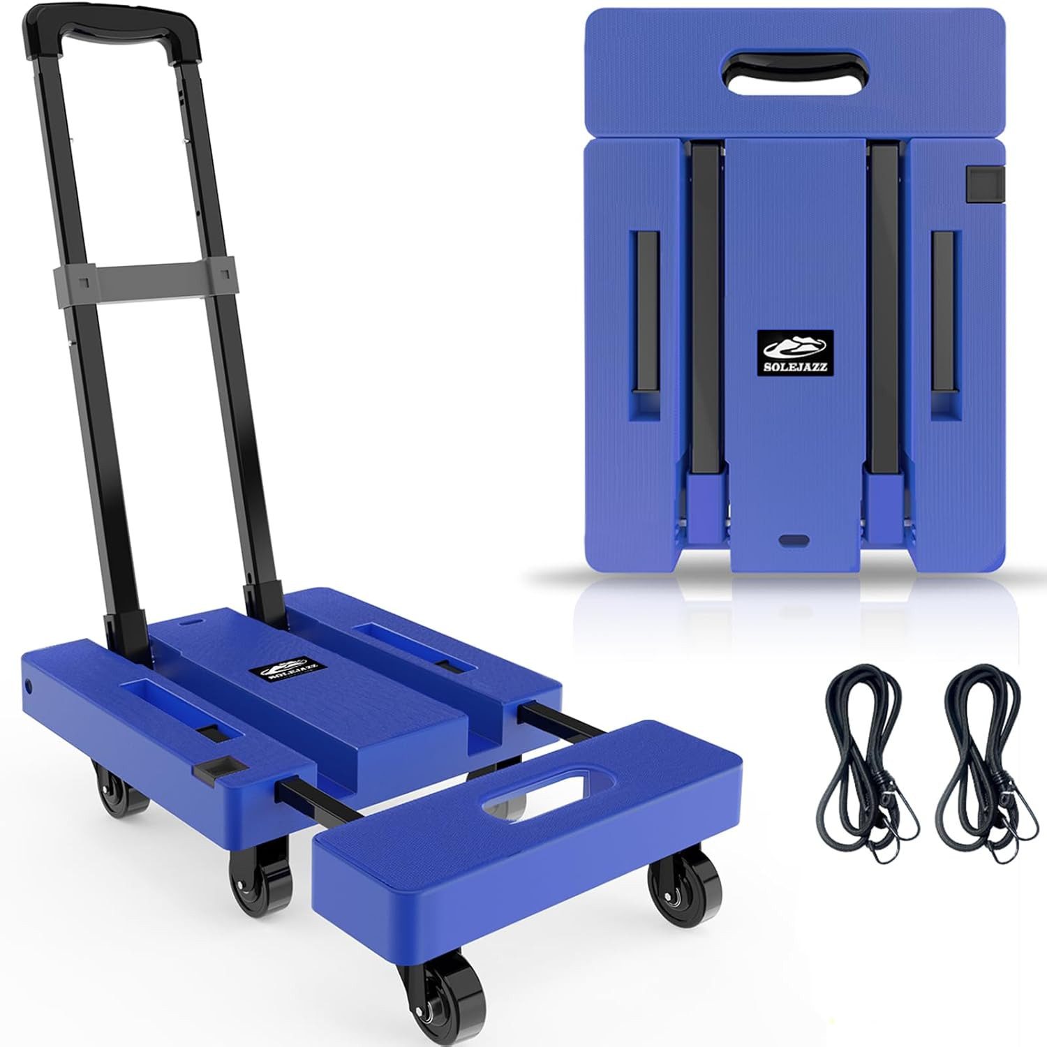 SPACEKEEPER Handwagen Faltbar, bis 230 kg Tragkraft, Plattformwagen mit 6 Rädern, (1-St), rutschfest, inkl. 2 Gurten für Reisen, Umzug, Einkauf und Büro