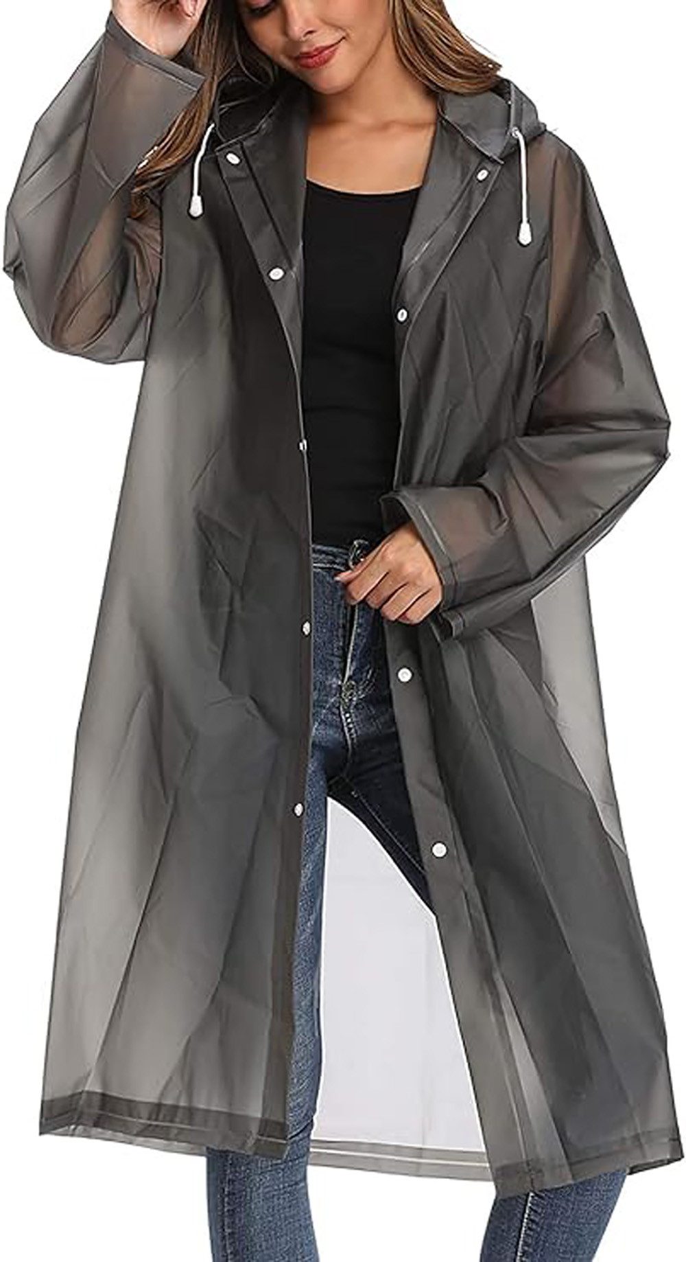 Fivejoy Regenjacke Transparent Regenmantel, Wiederverwendbare Wasserdichte Regenponcho (1-St)