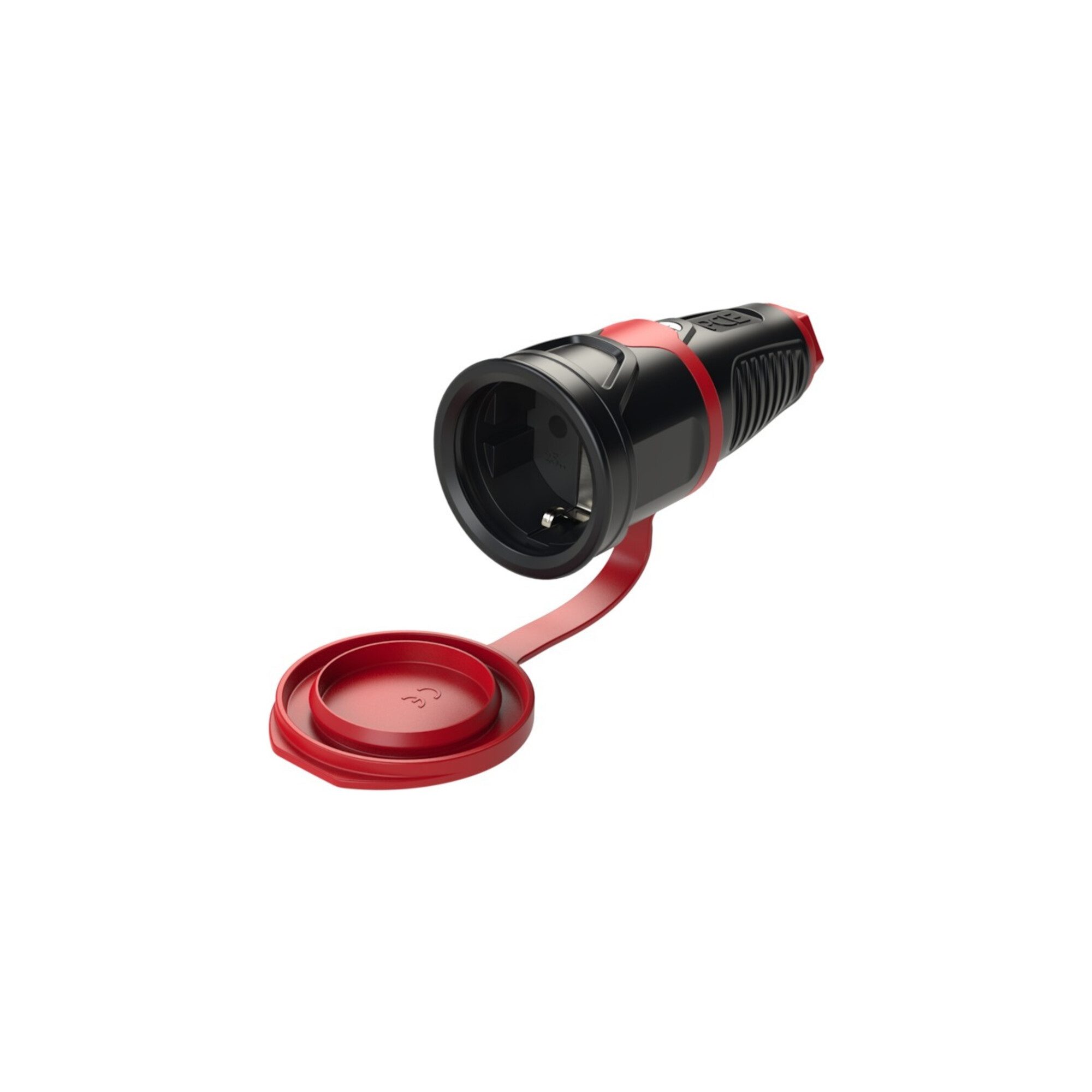 PCE Stromerzeuger Schutzkontaktkupplung IP54 Vollgummi+Deckelband 16A / 250V AC / 3p (2P