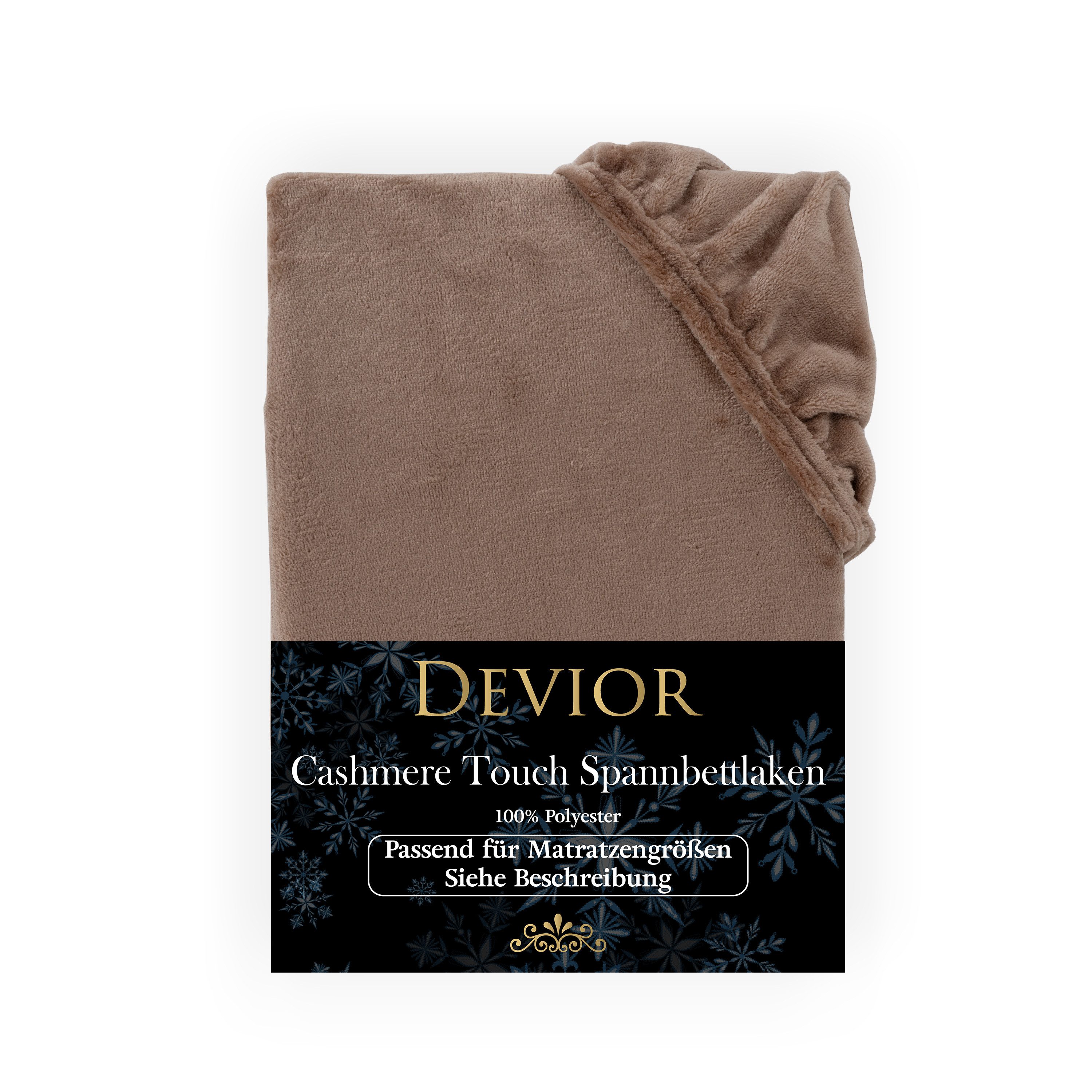 Devior Spannbettlaken aus 100% Nicki-Plüsch mit Cashmere-Touch, 190 g/m² mit Einlaufschutz, Nicki, Gummizug: Rundumgummizug, für Standardmatratzen bis 22cm - Spannbettlaken 90 x 200 cm kuschelig