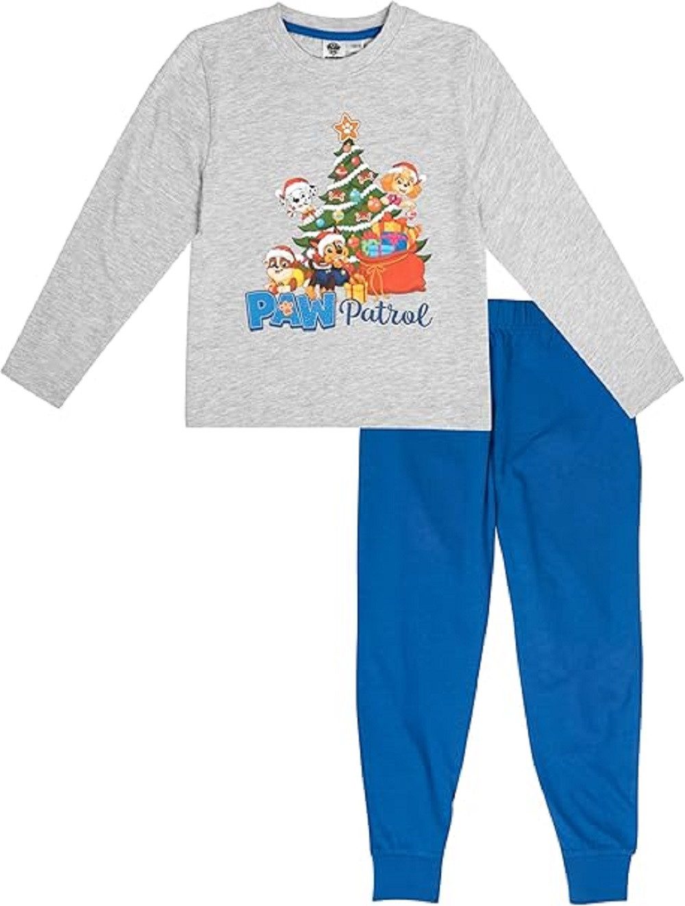 United Labels® Schlafanzug Paw Patrol Jungen Kinder Winter Pyjama Set Weihnachten Grau/Blau