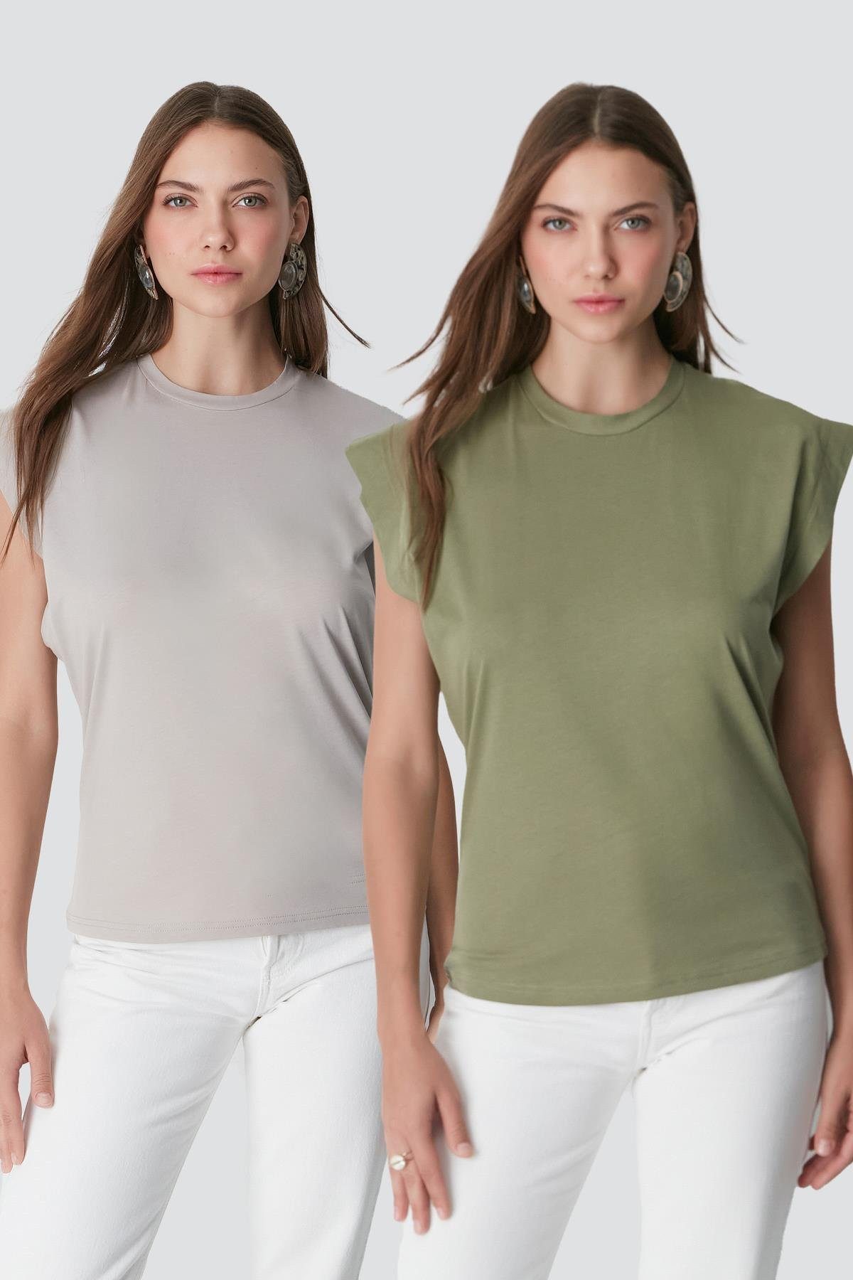 Schlafanzug Kurzarm Basic T-Shirt mit Fahrradausschnitt - 2er Pack