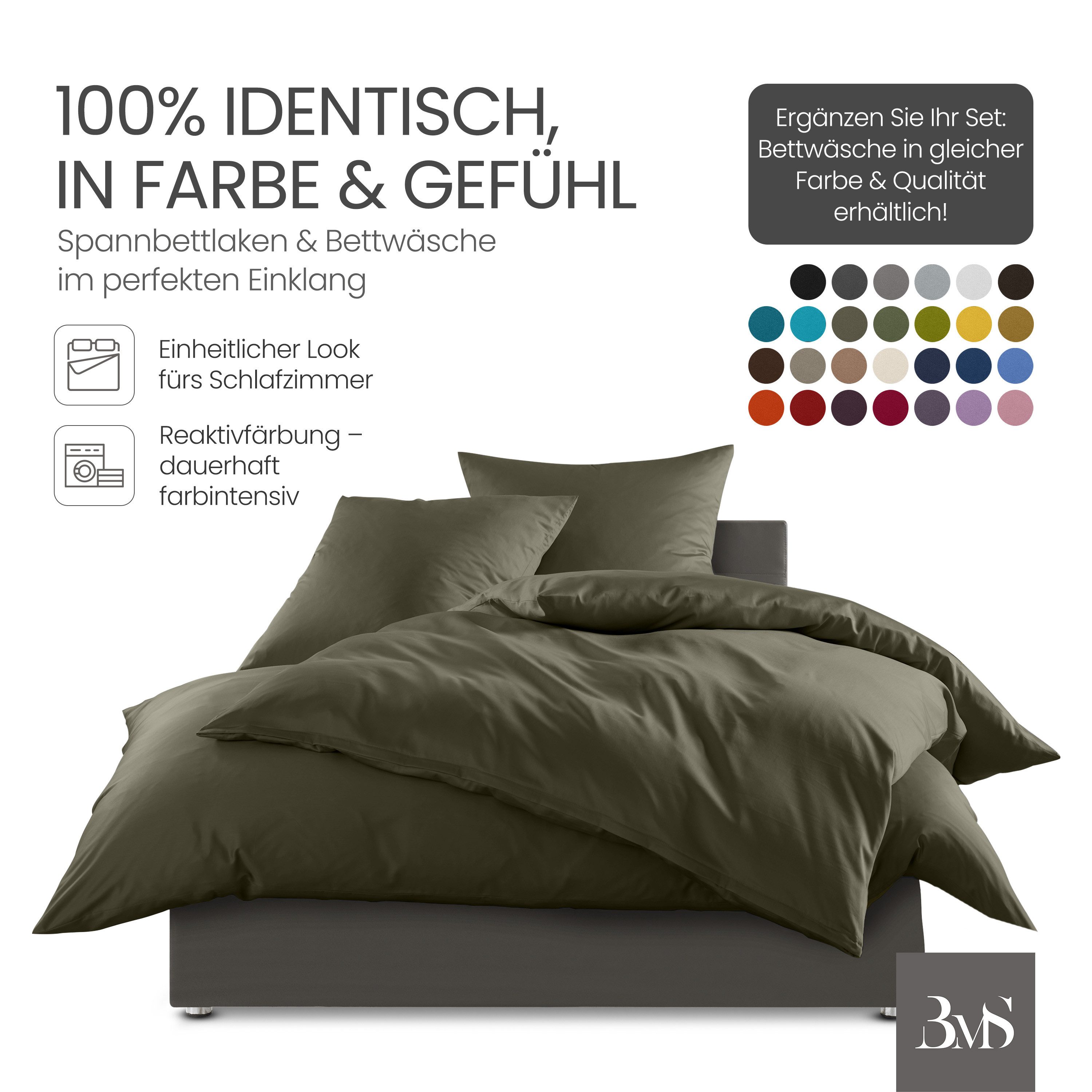 BETTWAESCHE-MIT-STIL Spannbettlaken Mako Satin Spannbettlaken, Matratzenhöhe 12-20 cm, Mako-Satin, Gummizug: rundum, (1 Stück) – Bild 4 von 5