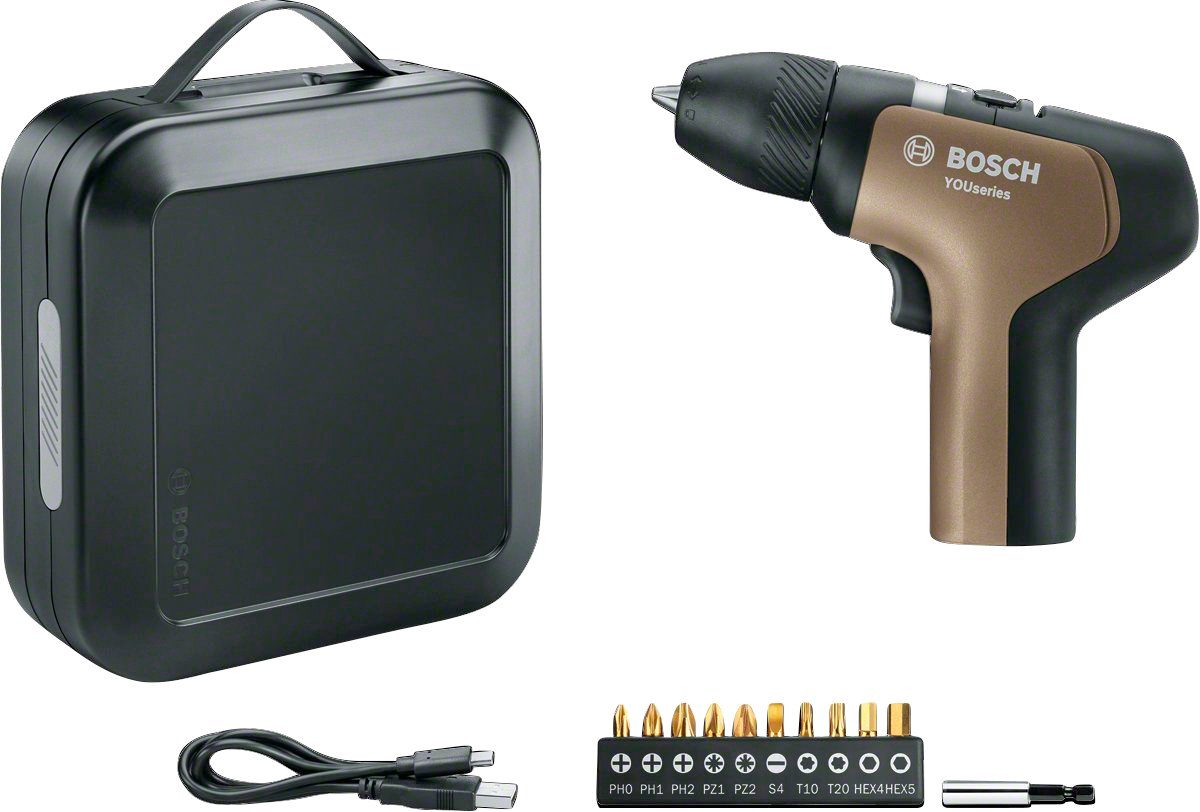 Bosch & inklusive Home Akku Garden Akku-Bohrschrauber und 1000 U/min, Drill, max. Ladekabel YOUseries USB-C