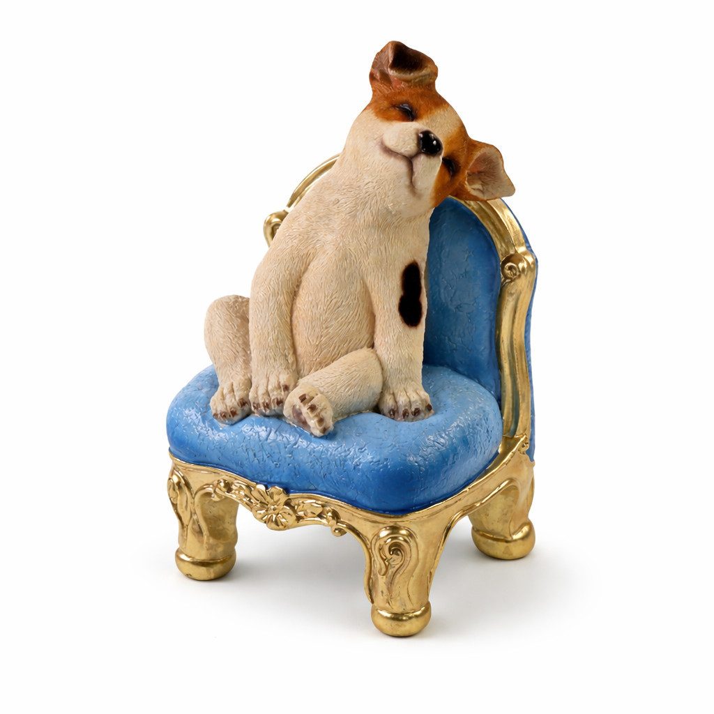 Werner Voß Dekofigur Dekofigur Hund auf Sessel – liebevolle Tierfigur aus Polyresin 20 cm