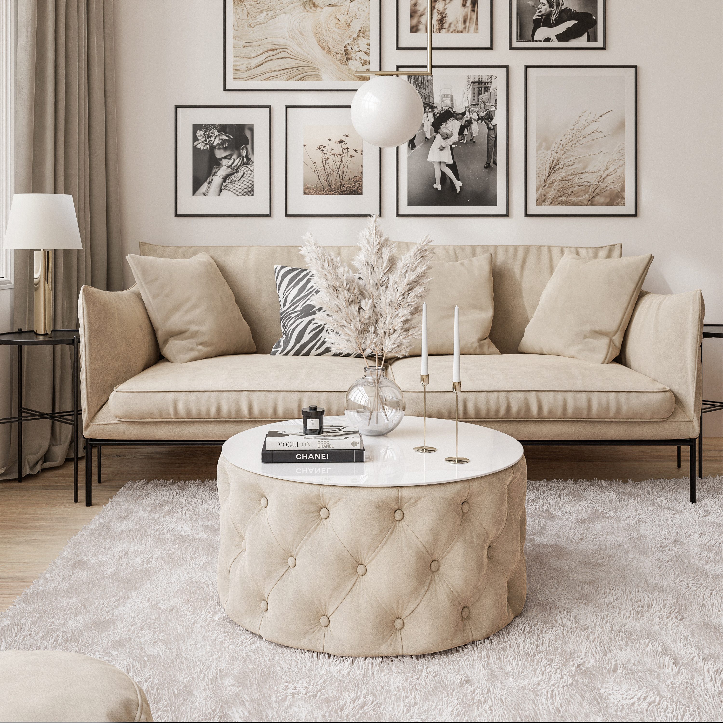 Lookway Couchtisch CHESTERFIELD 70 cm runder gepolsterter couchtisch günstig online kaufen