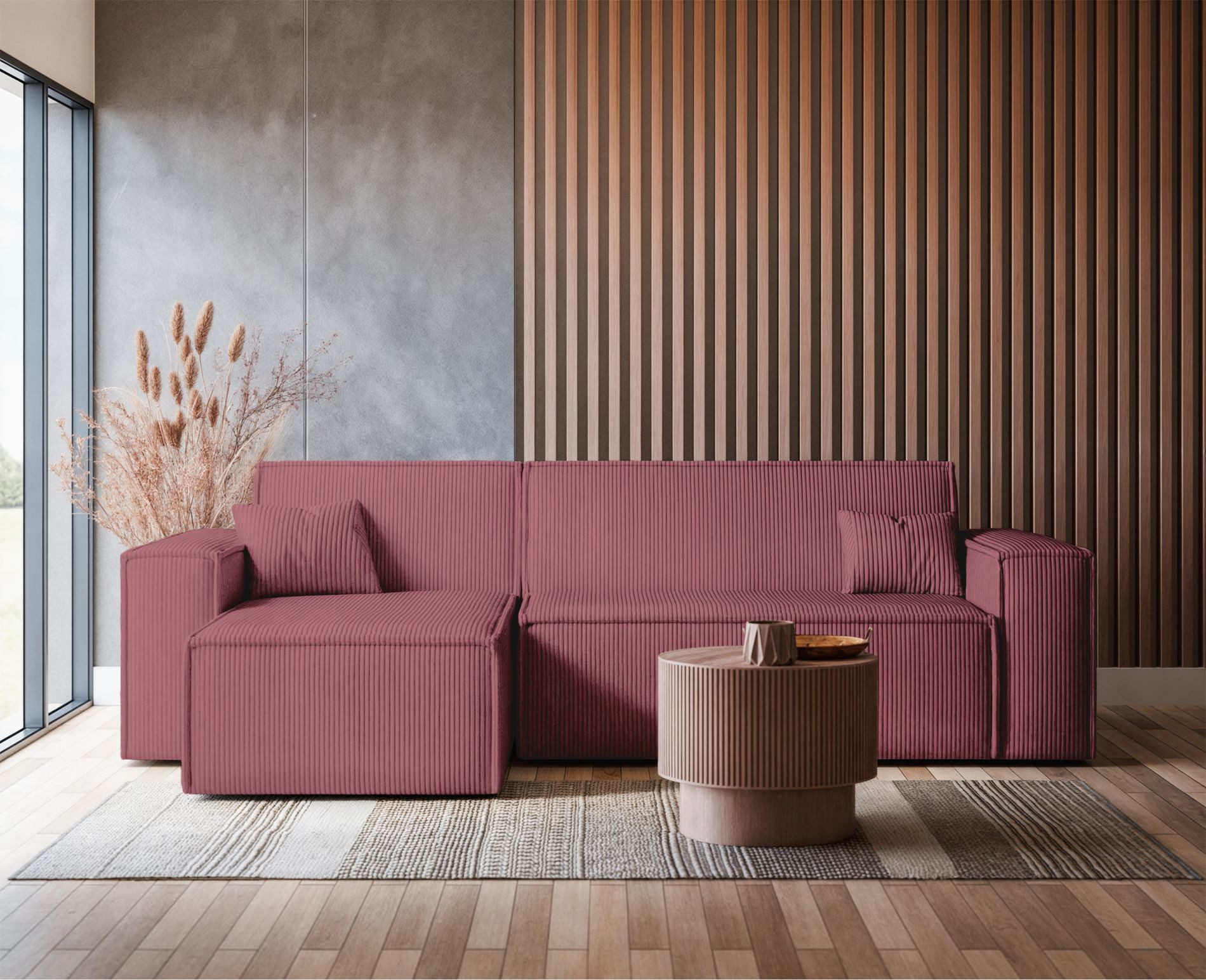 Selsey Ecksofa SCARLO, mit Schlaffunktion, Bettkasten und Cordbezug