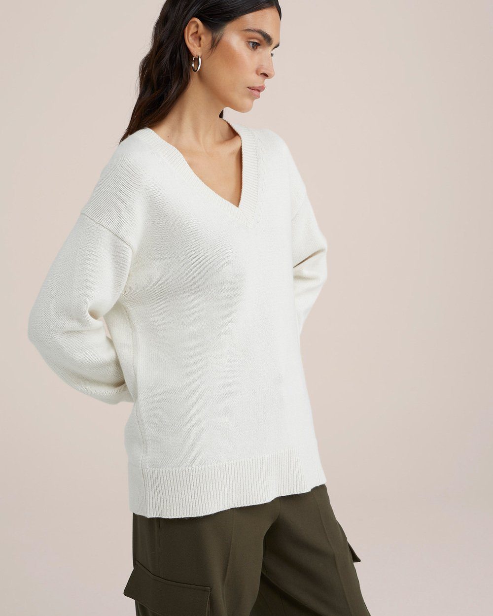 WE Fashion Longpullover (1-tlg) Weiß