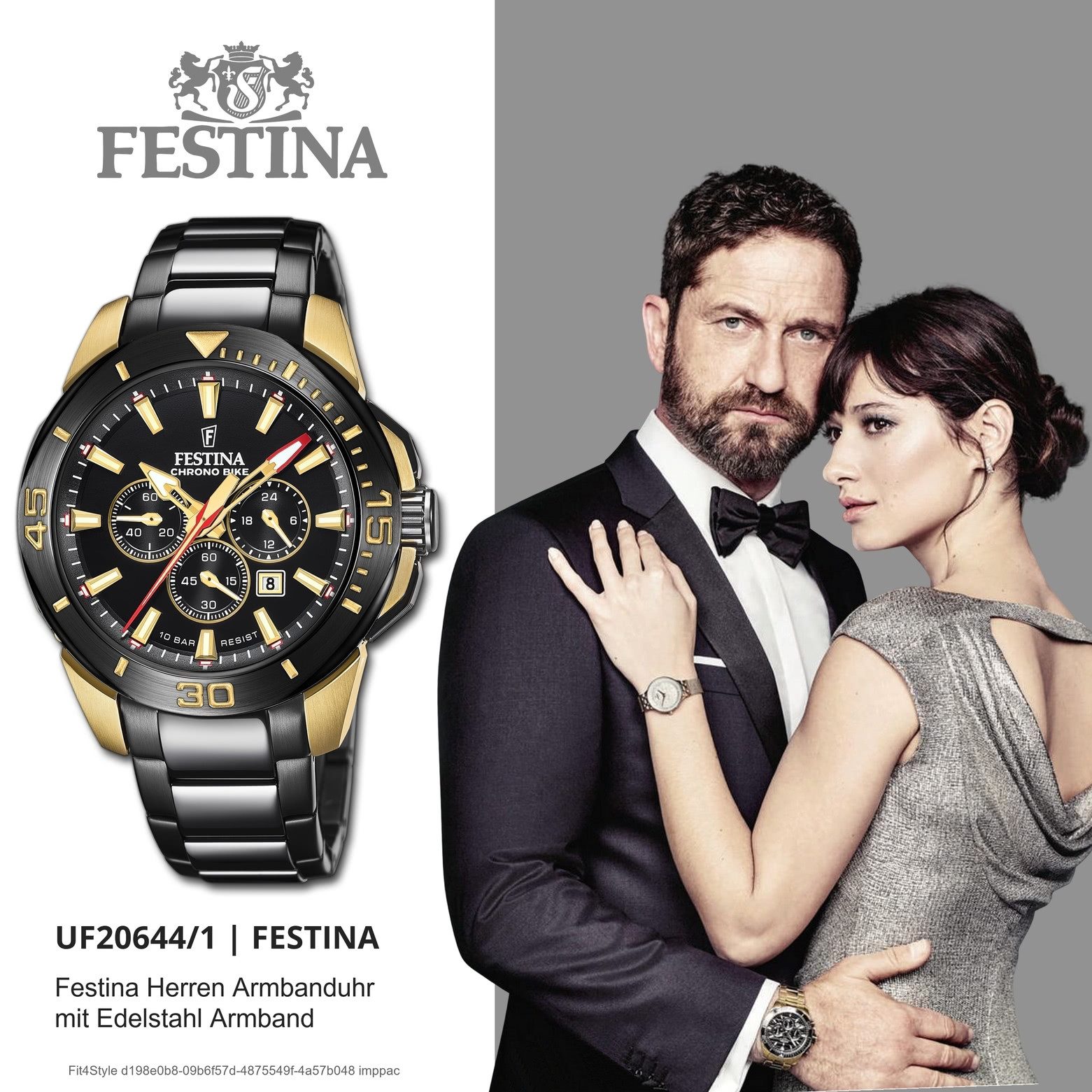 Festina Quarzuhr Festina Herrenuhr Edelstahl schwarz, (Analoguhr), Herren Armbanduhr rund, Edelstahlarmband schwarz, Sport