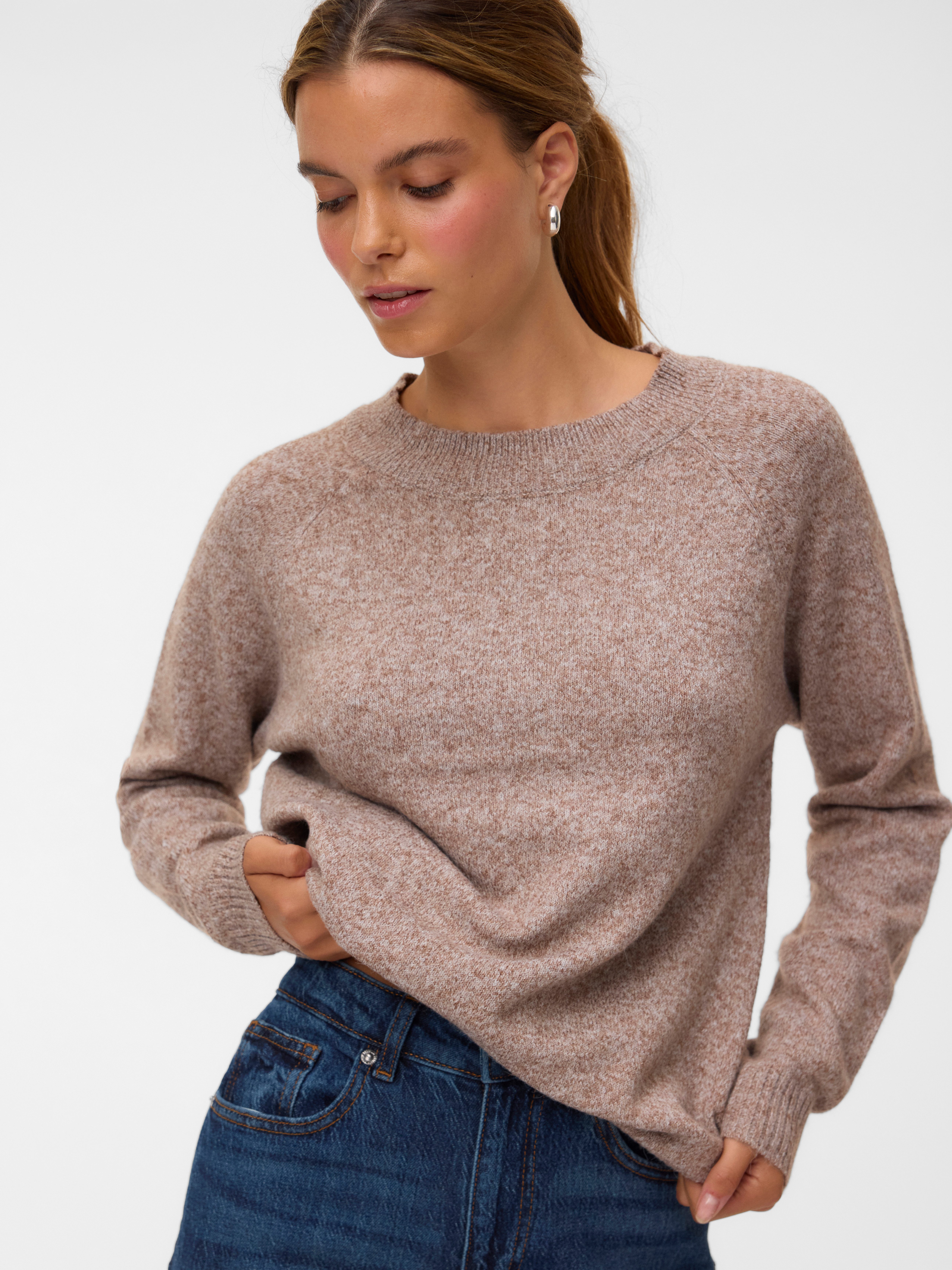 Vero Moda Rundhalspullover VMDOFFY LS O-NECK BLOUSE GA NOOS Materialmix, regular fit